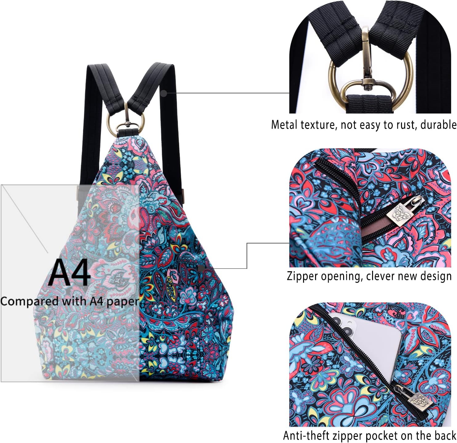 Black Butterfly Premium Backpack for Women, Bohemia Style Fashion Casual Daypack Backpack, Small Backpack Purse (03-blue) - Image 3