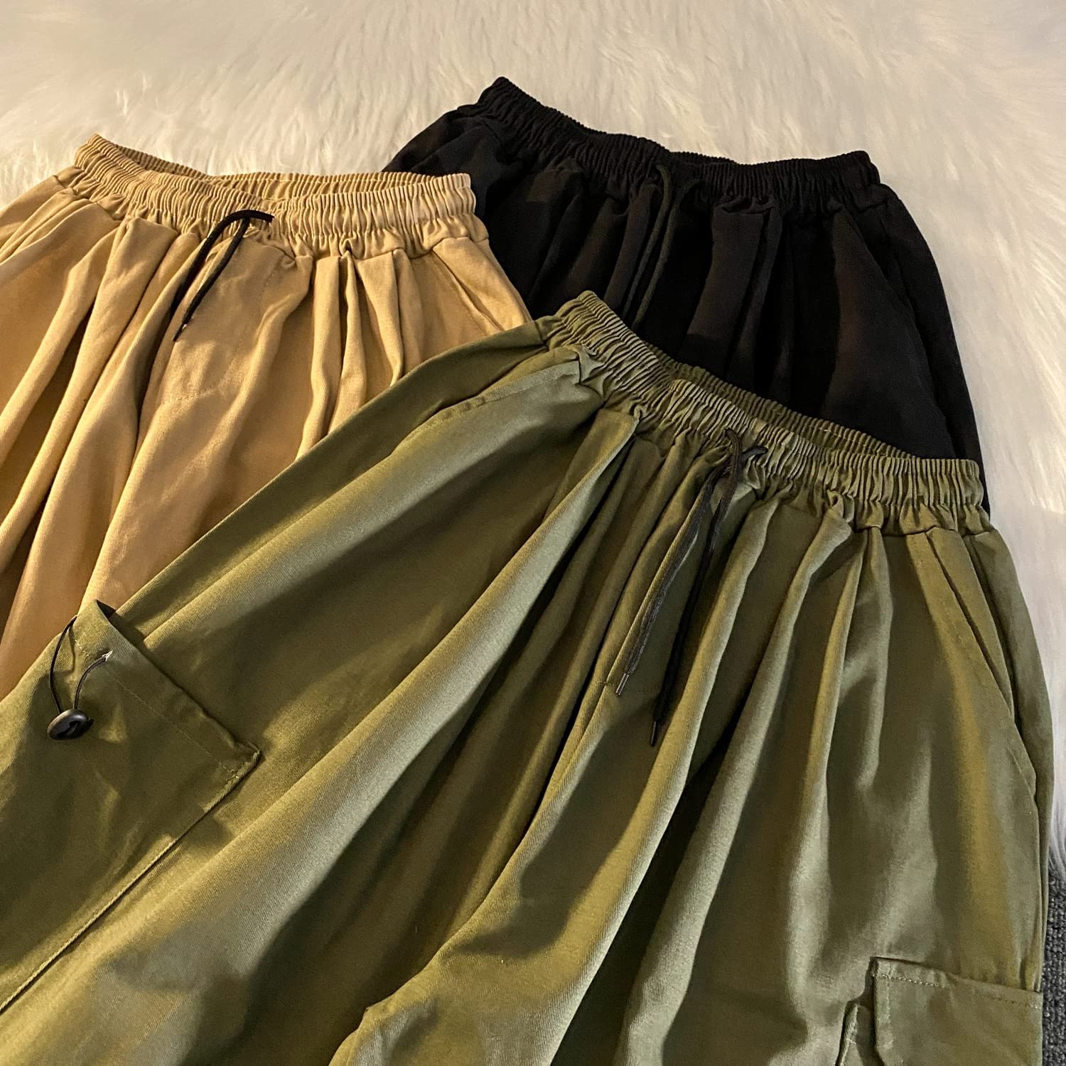 Skateboard Frog Pantalon Cargo Femme Noir Large Baggy y2k Rétro Américain | cargo pants femme gothique harajuku taille élastique cordon détendu bas resserré grande poche latérale hip hop streetwear