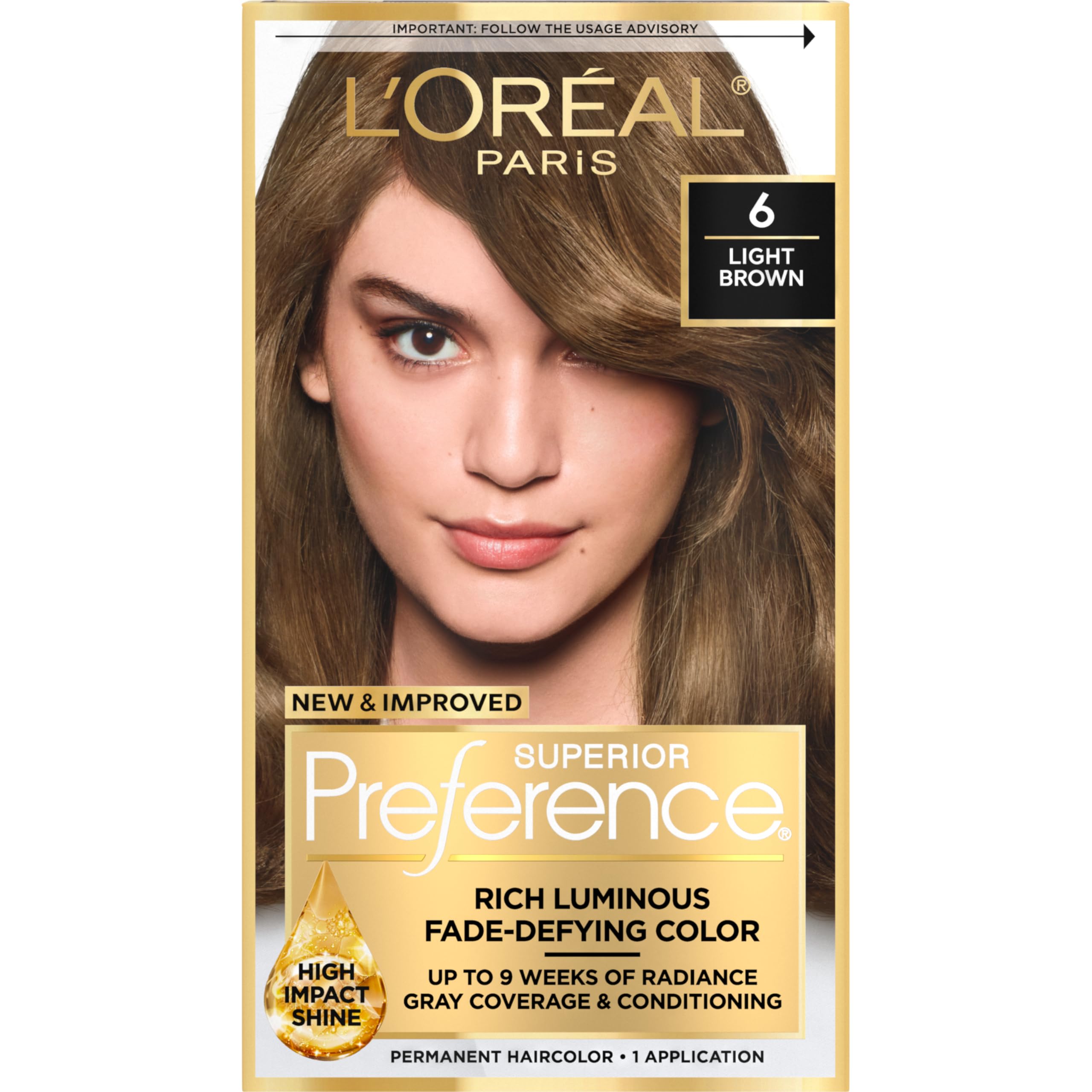 Superior Preference Fade-Defying + Shine Permanent Hair Color, 6 Light Brown, Pack of 1, Hair Dye