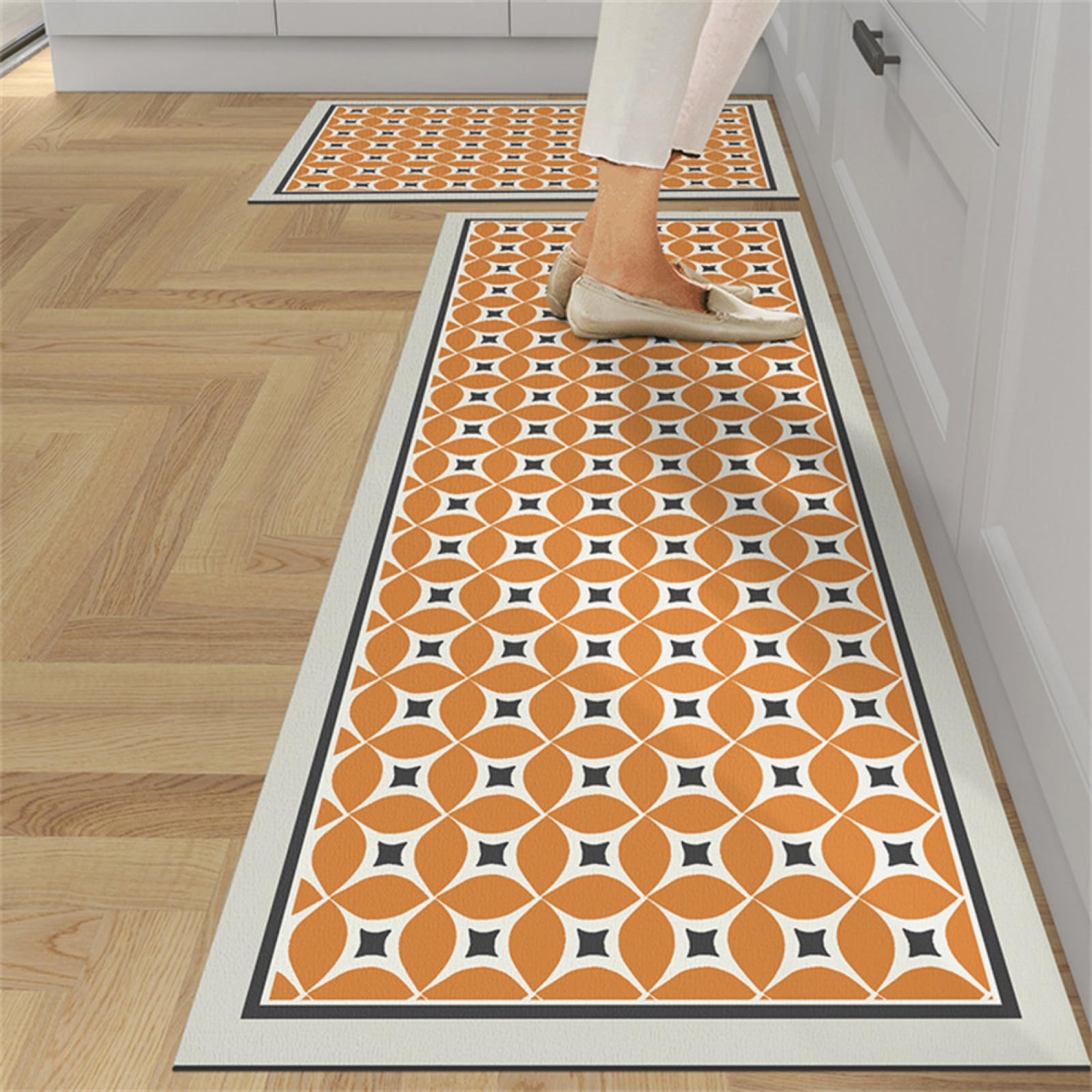 KüChenläUfer KüChenmatte 45x120cm, KüChenteppich Waschbar rutschfest, Teppich LäUfer Flur FußMatte Badematten, Wasser öL Aufnehmen Teppich KüChe Set für KüChe Wohnzimmer, Badezimmer Yellow