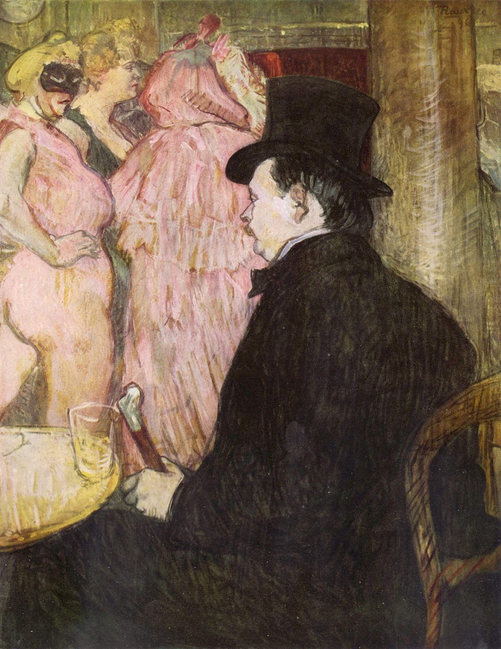 Cuadro Henri Toulouse Lautrec Pink and Black pequeño con marco negro en papel mate de archivo