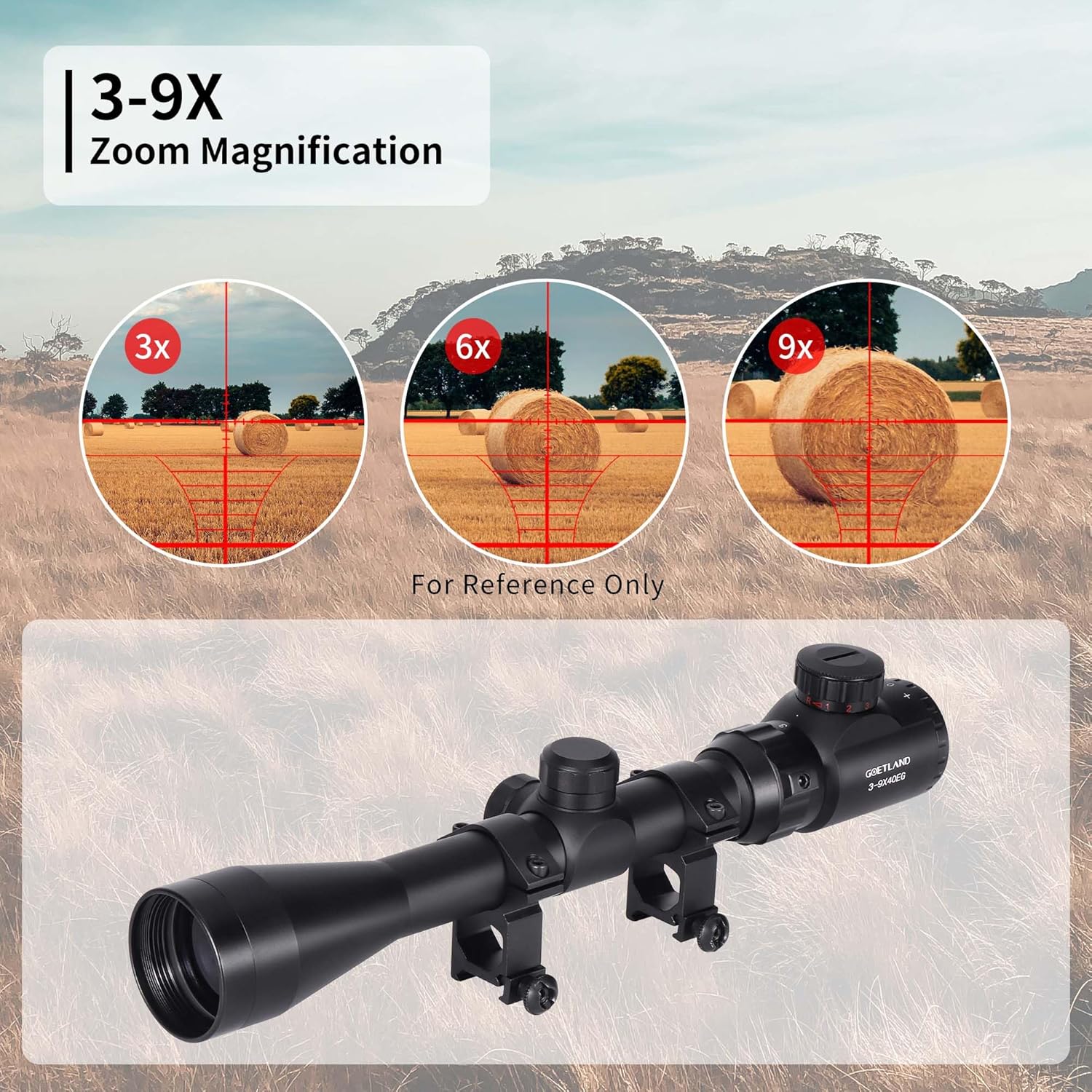 Goetland Scope 3-9x40 EG Red Green Illuminated Rangefinder SFP Mounts