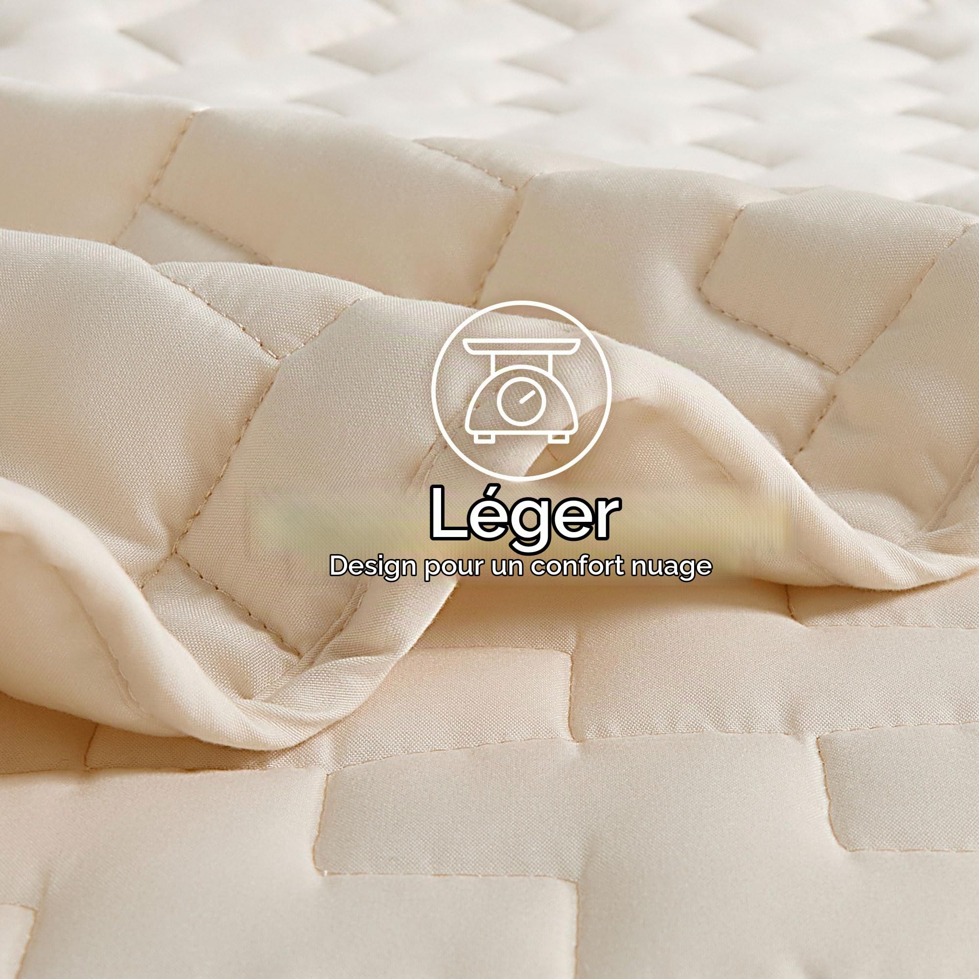 beeweed Couvre-lit beige 220 x 240 cm – Couvre-lit polyvalent comme jeté de lit ou jeté de canapé – Idéal comme couvre-lit de style moderne – Couverture pour lit et canapé