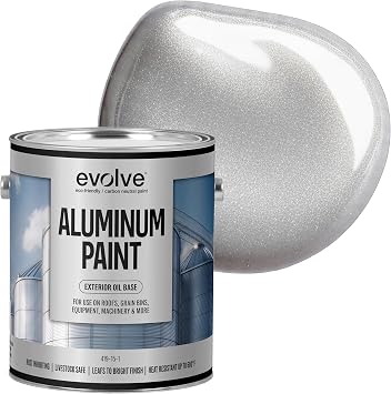 EVOLVE Aluminum Paint, 1 Gallon Oil-Based Rust Protection for Roofs, Grain Bins & Equipment