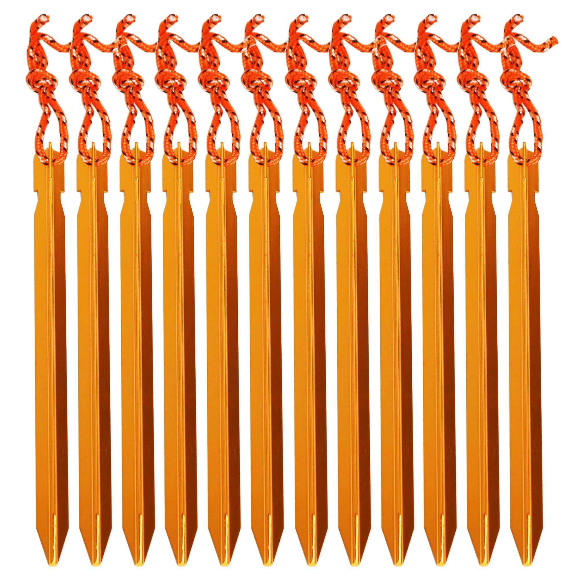 Lot de 12 piquets de tente en alliage d'aluminium très résistants pour plage, auvent, camping en plein air avec corde réfléchissante