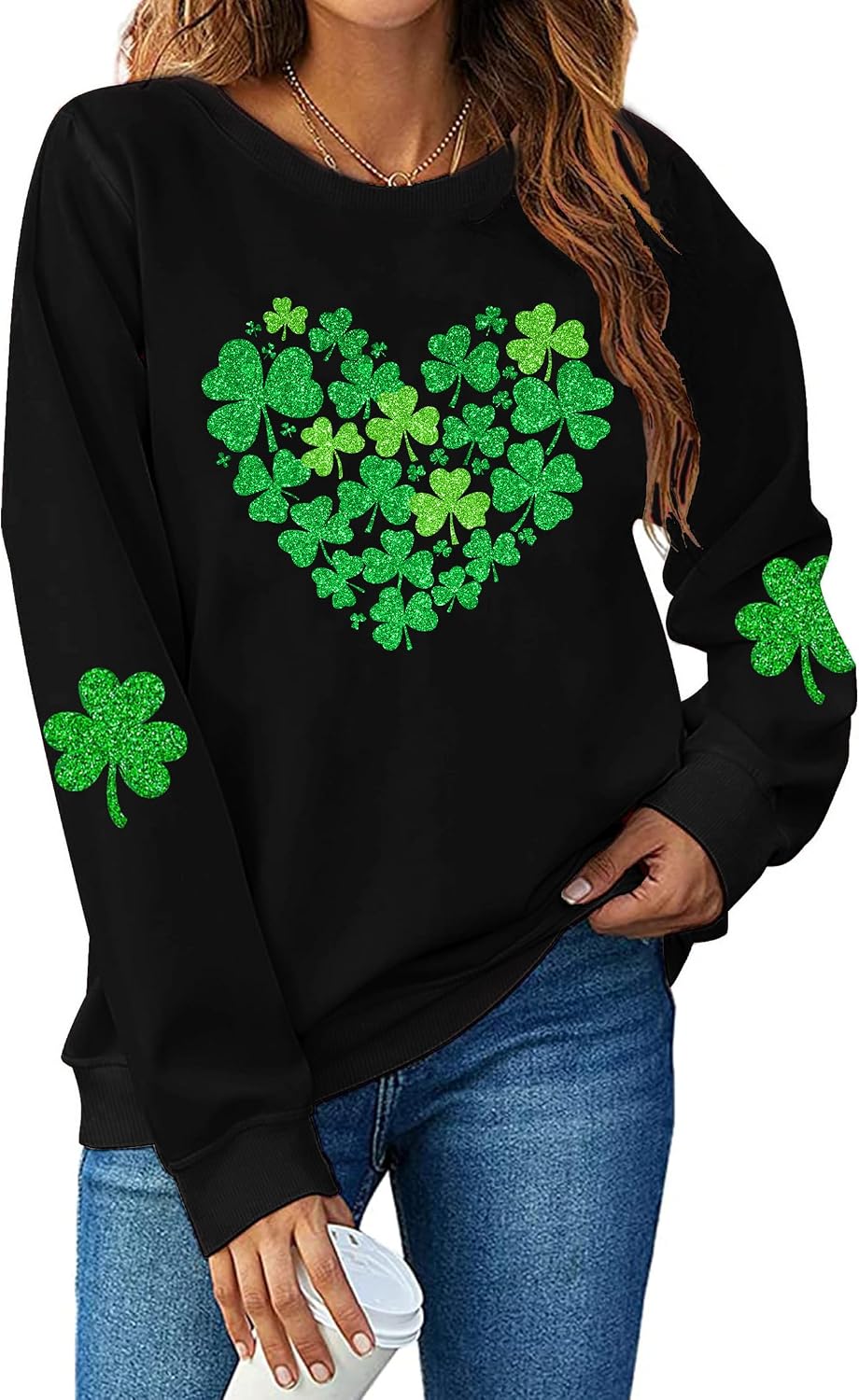 CAZYCHILD St Patricks Day Sweatshirt for Women: St Pattys Sweater Lucky Shamrock Long Sleeve Shirt Irish Pullover Tops