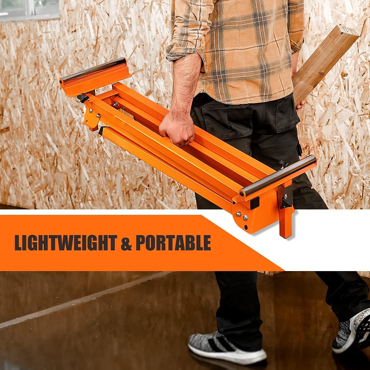 Miter Saw Stand with Durable Iron Skeleton frame, 21.6lbs Lightweight, 76-4/5" Max Sliding Rail, Compatible & Portable, Quick to Install and Remove - - 