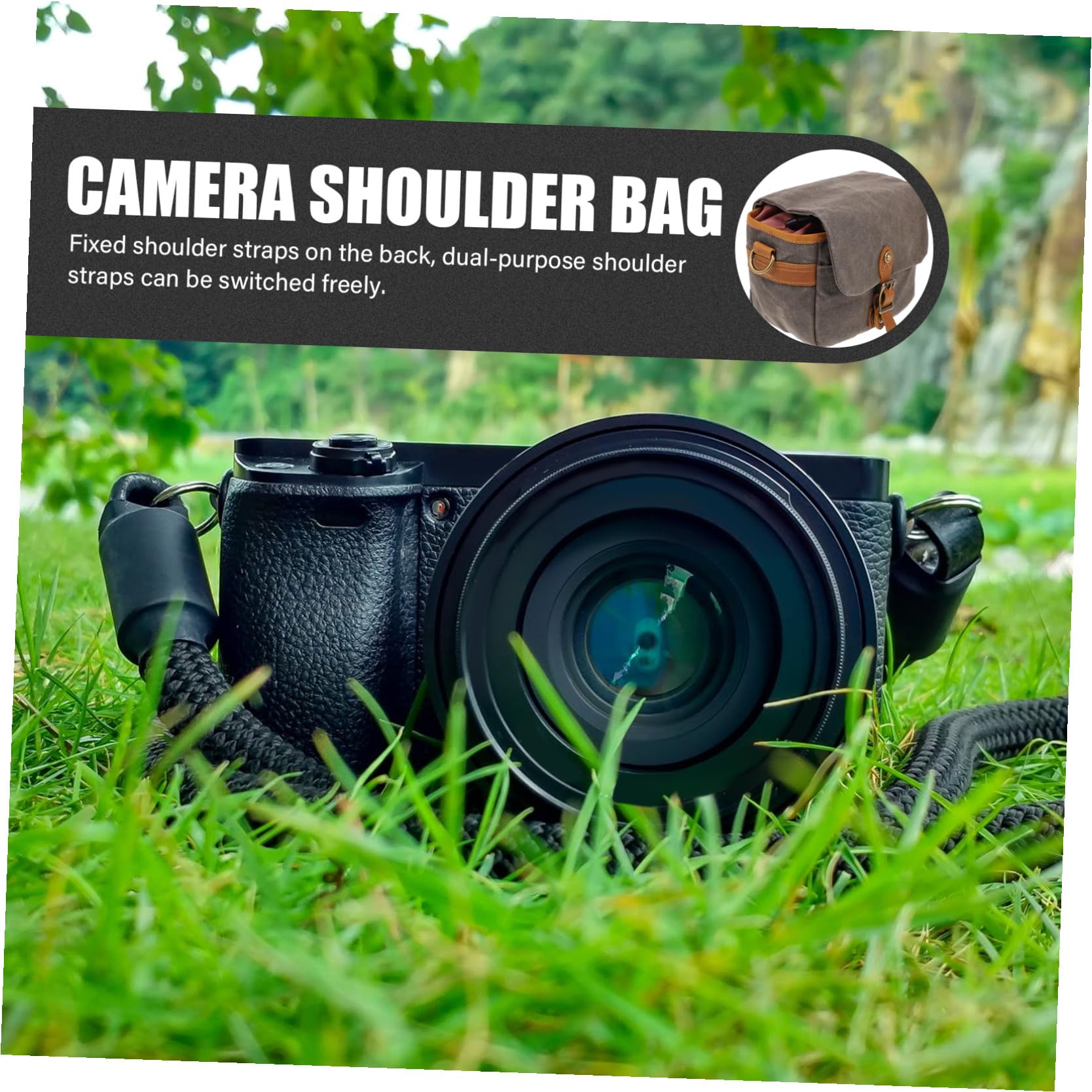 jojofuny Borsa a Tracolla per Fotocamera, Leggera, in Tela Verde