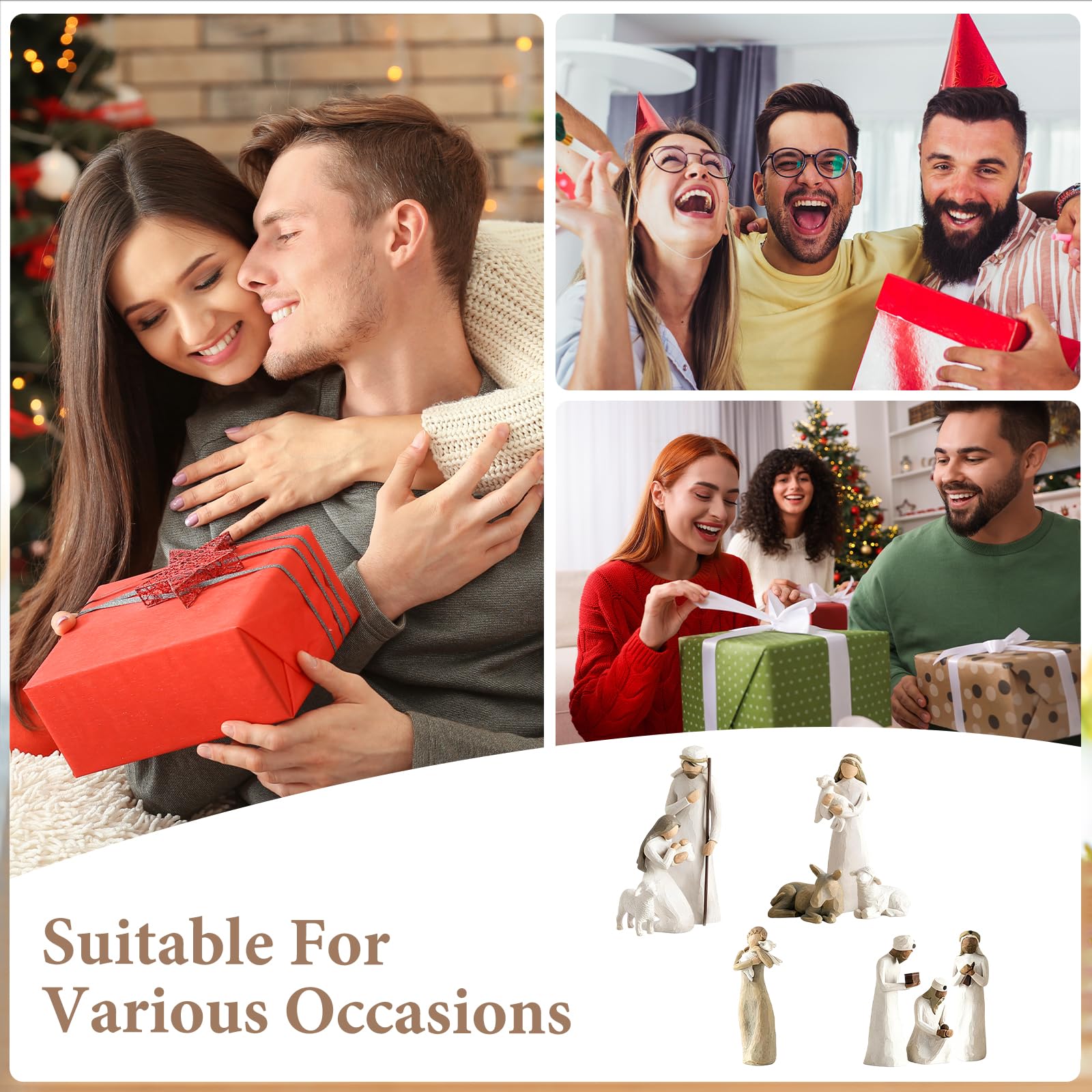 Set di 10 personaggi presepe in resina, presepe born scene, presepe con figurine, nascita Belen Natale, presepe in resina sacra famiglia, decorazione