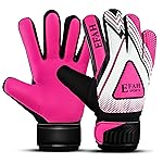 EFAH SPORTS Soccer Goalie Goalkeeper Gloves for Kids Boys Children Football Gloves with Strong Grips Palms (Pink, Size 5 Suitable for 9 to 12 Years Old)