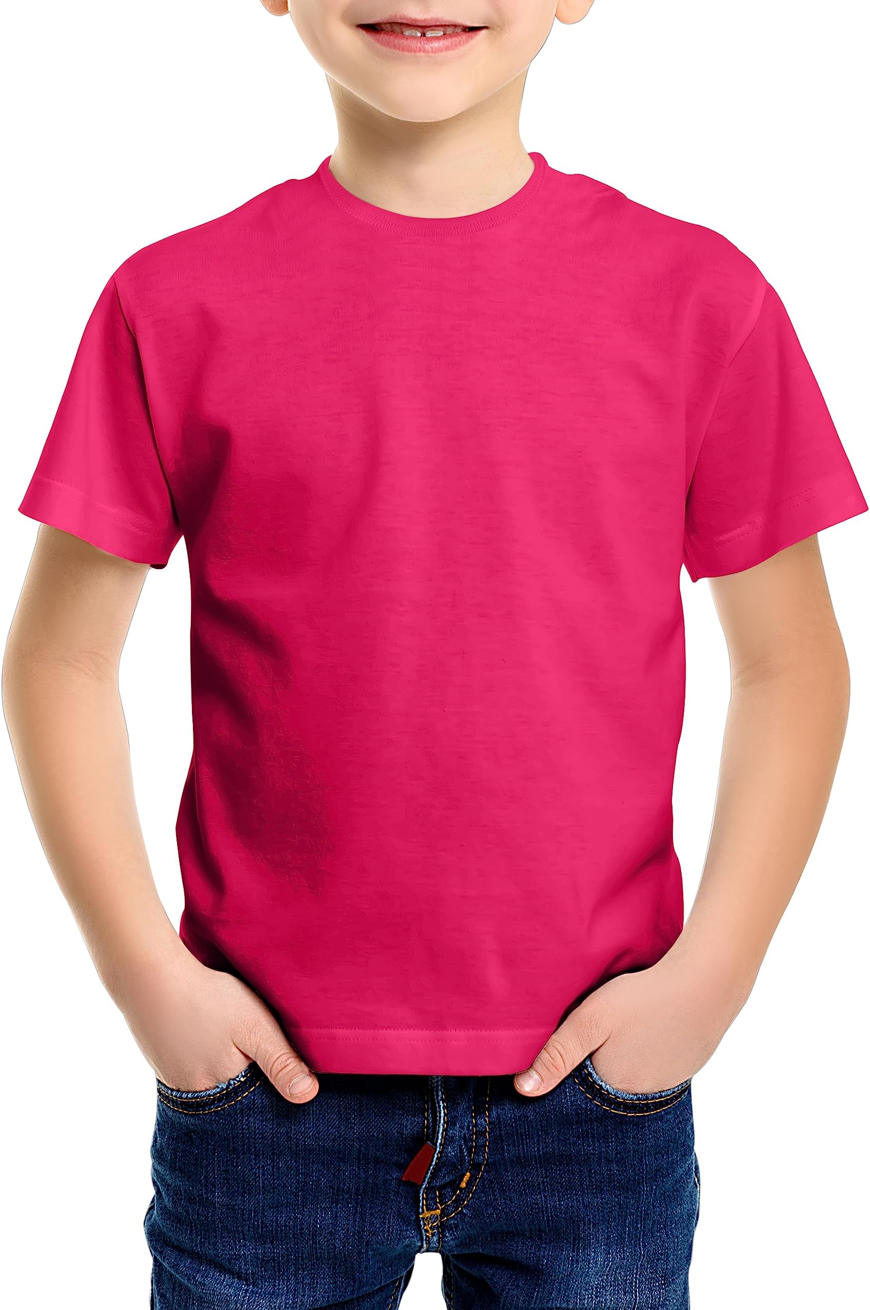 Sponsored Ad – Kids Value Weight Crew Neck Plain T-Shirt Short Sleeve Casual Tees for Boys Cotton Tops for Children