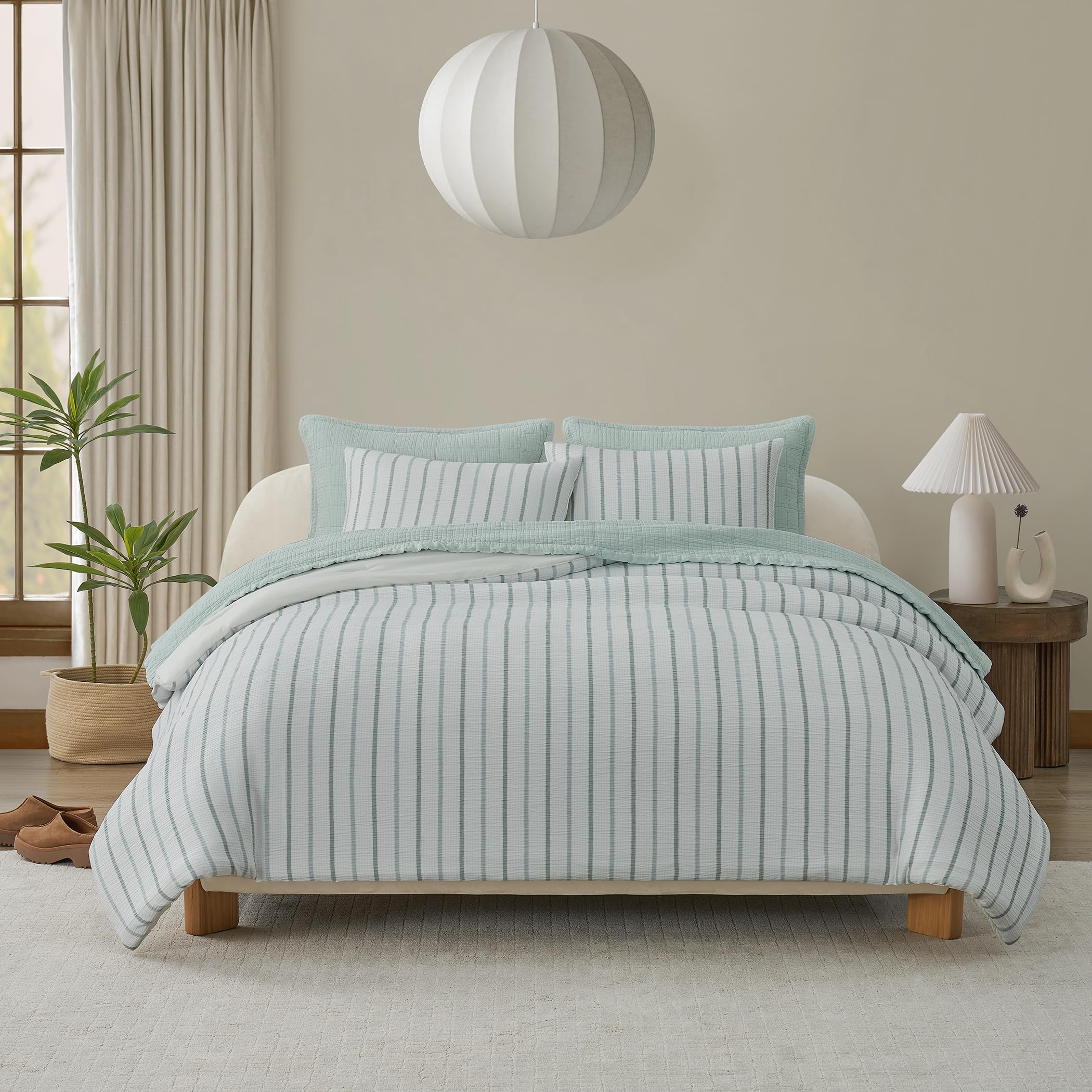 UGG Alamitos Comforter Set – Luxuriously Soft Bedding with Stylish Striped Design in Pink and Brown, Includes Comforter and Matching Shams (Current, Full/Queen)