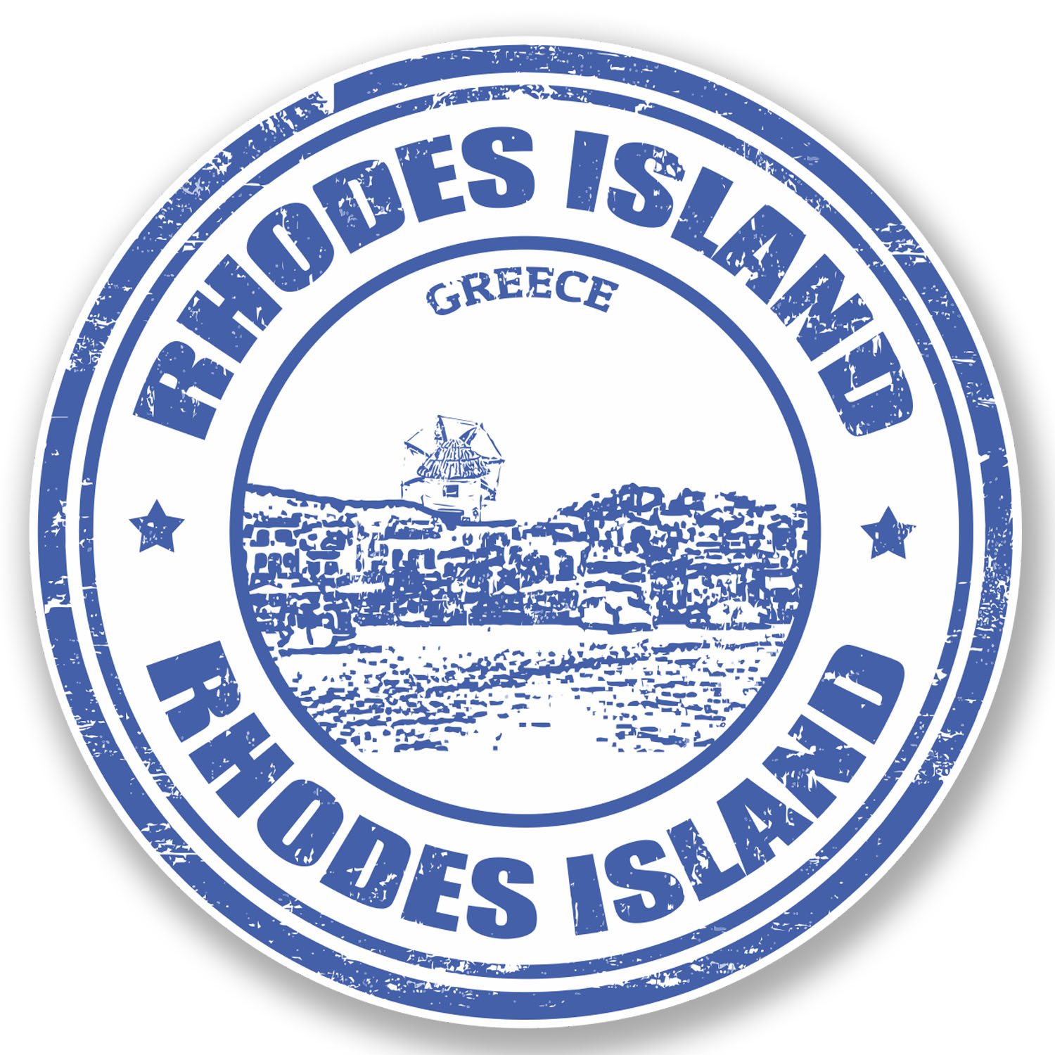 Destinationvinyl Multi 2 X Rhodes Island Greece Vinyl Sticker Decal Luggage Travel Tag Greek Flag #4579 (10Cm X 10Cm)