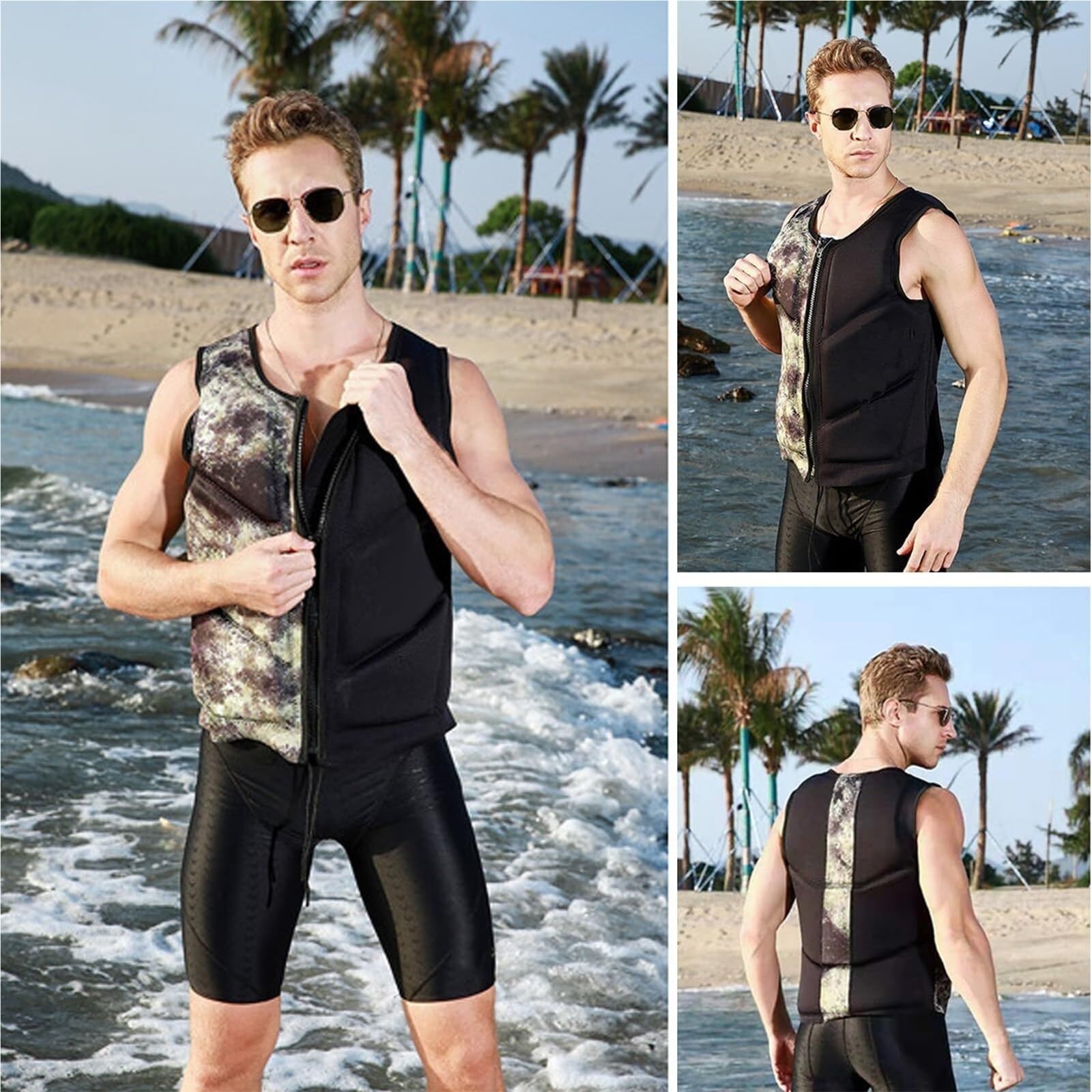 Chaleco de surf para adultos de neopreno de alta flotabilidad, chaleco de surf para hombres y mujeres, kayak, pesca, canotaje, natación, remo, deportes acuáticos, actividades