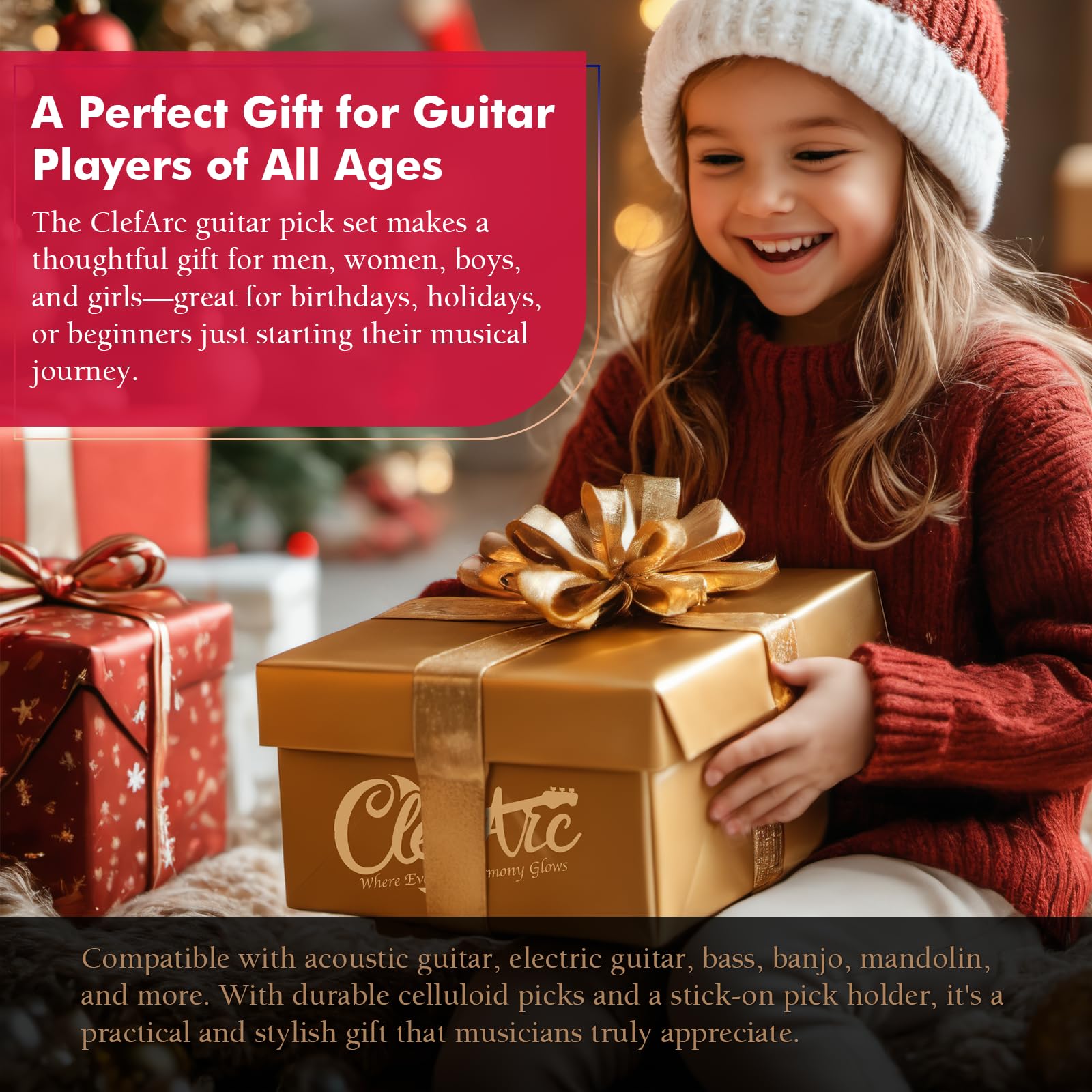 Guitar Wall Mount 2 Pack - U-Shape Guitar Wall Hangers, Guitar Stand Wall, Black Walnut Guitar Hanger, Pick Holder, Gifts for Guitarists, with 6 Assorted Guitar Picks