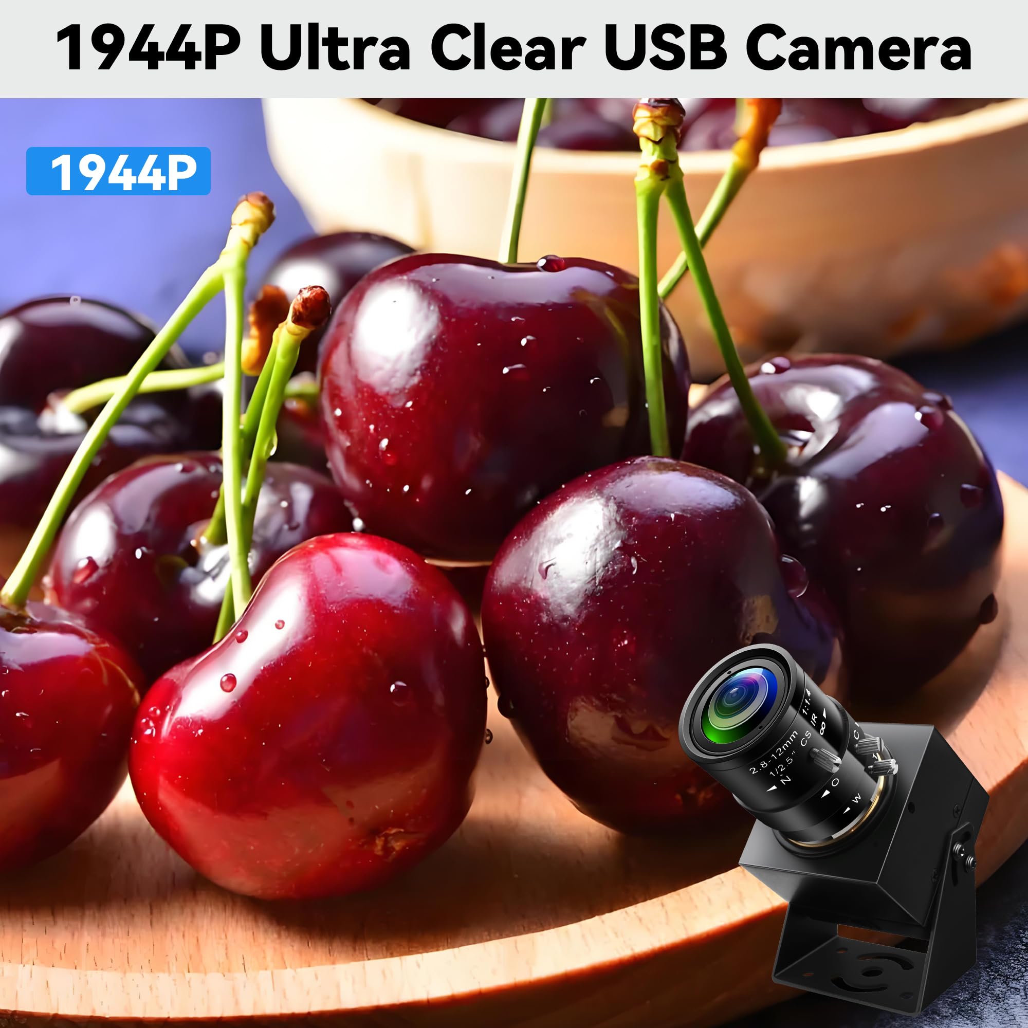 ELP 5 Megapixel USB Kamera CS Mount Webcam mit manuellem Fokus und 2,8–12 mm 4-Fach optischem Teleobjektiv 1944P 30fps Farbsensor Industriekamera kostenloser Treiber für Windows Linux Mac