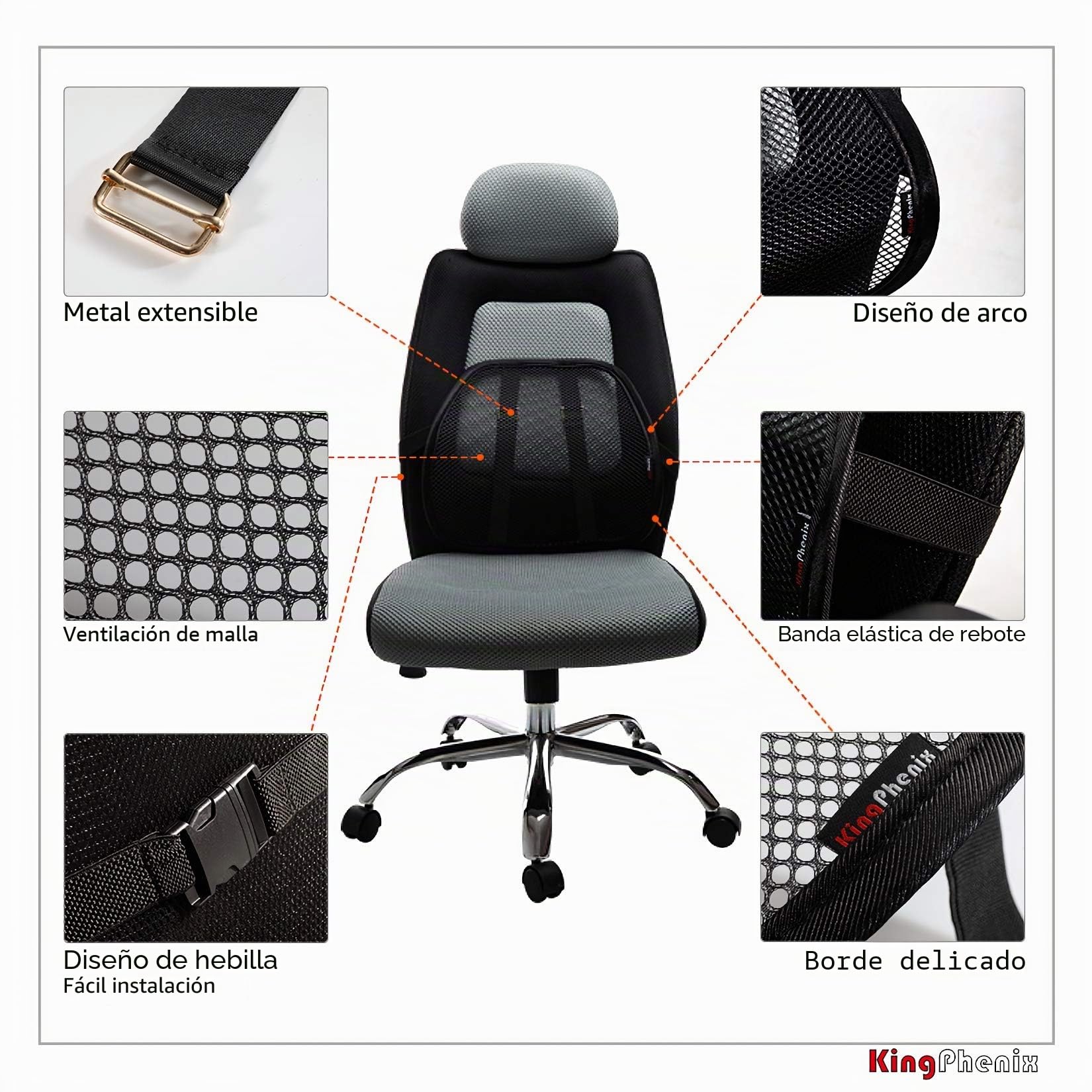kingphenix Juego de 2 soportes de malla transpirable para coche, silla de oficina