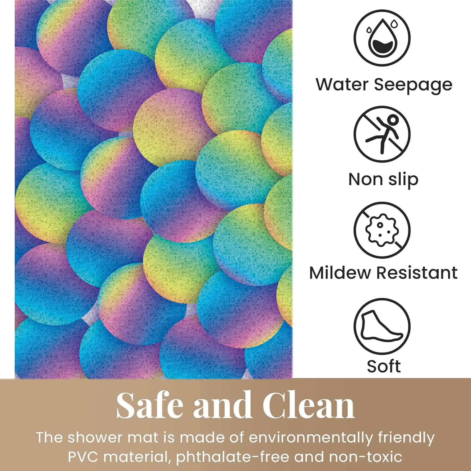 Alfombrillas de ducha antideslizantes para personas mayores, 120 x 240 cm, alfombrilla de baño antideslizante para ducha interior, alfombrillas de bañera para baño, almohadillas de baño de lufa de PVC