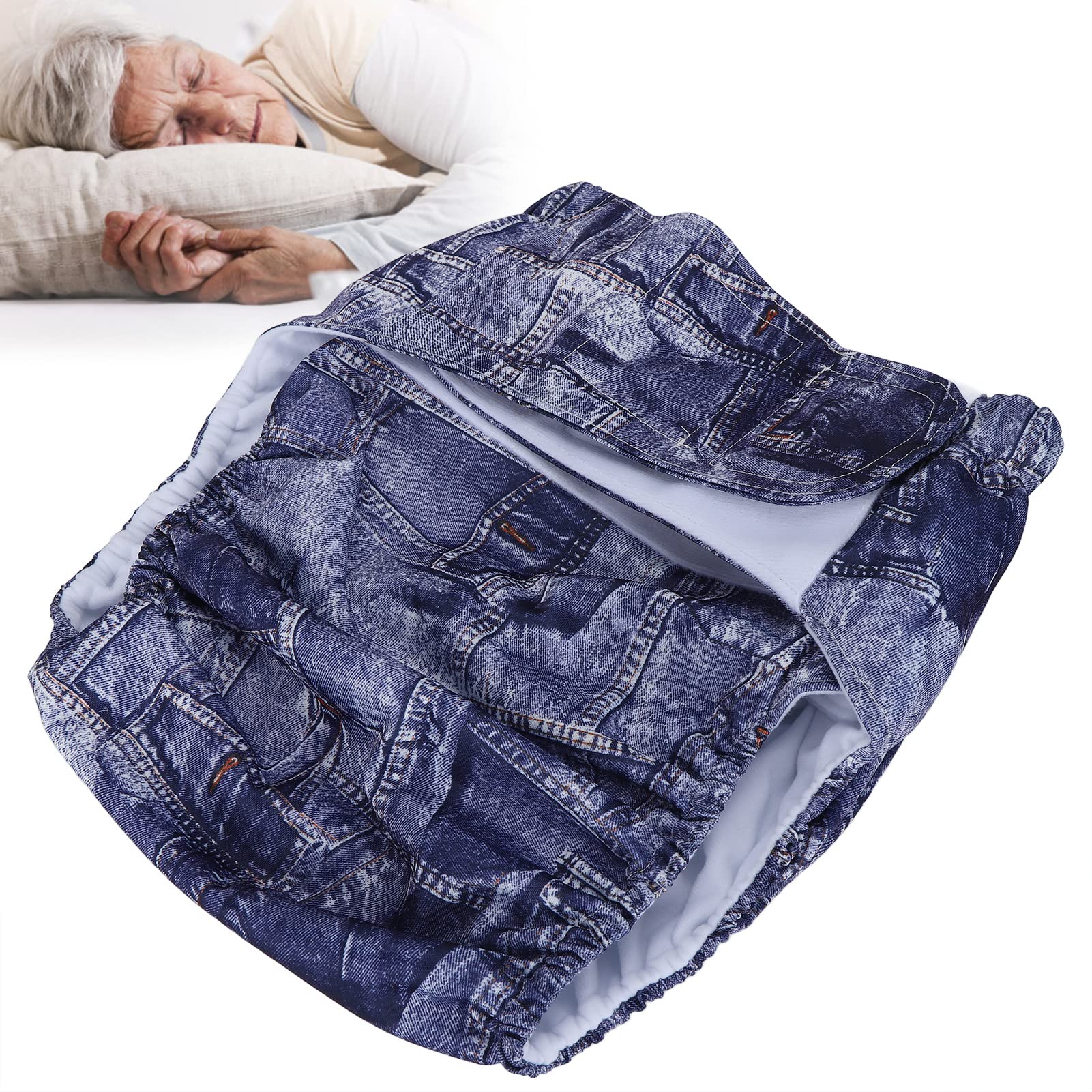 Dioche Couche Lavable Réutilisable pour Adultes, Couche Lavable en Tissu, Couches Imperméables de Protection contre L'incontinence des Personnes âgées avec Attaches à Crochet