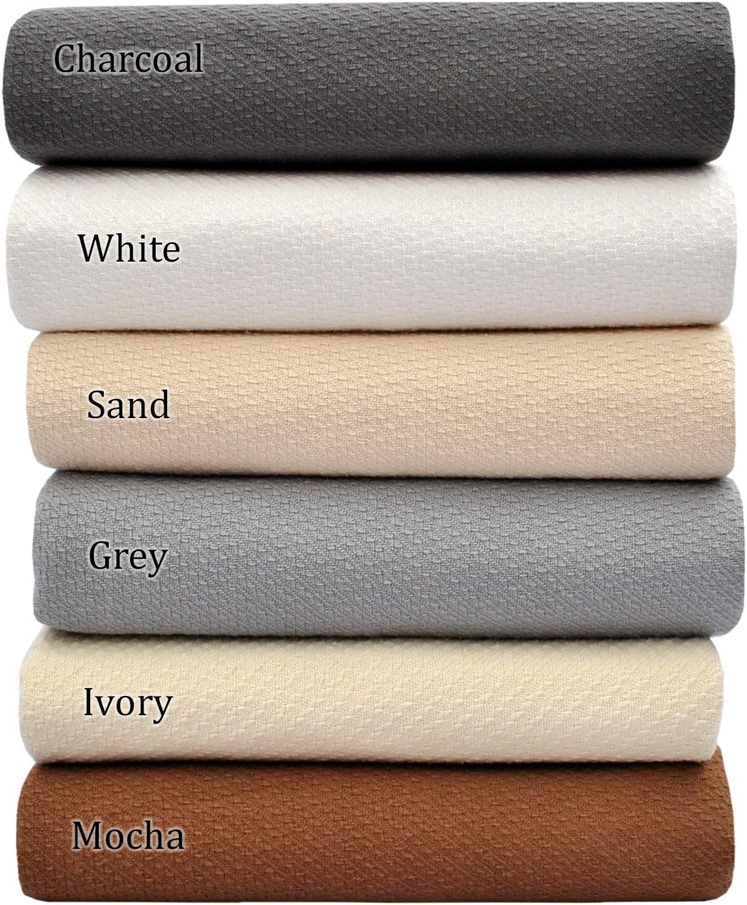 VALUE HOMEZZ, 100% Soft Ringspun Cotton Thermal Blanket - Queen Sand Easy Care Soft Cotton Blankets Geometric Design (Queen - 90 x 90 Inches, Sand)