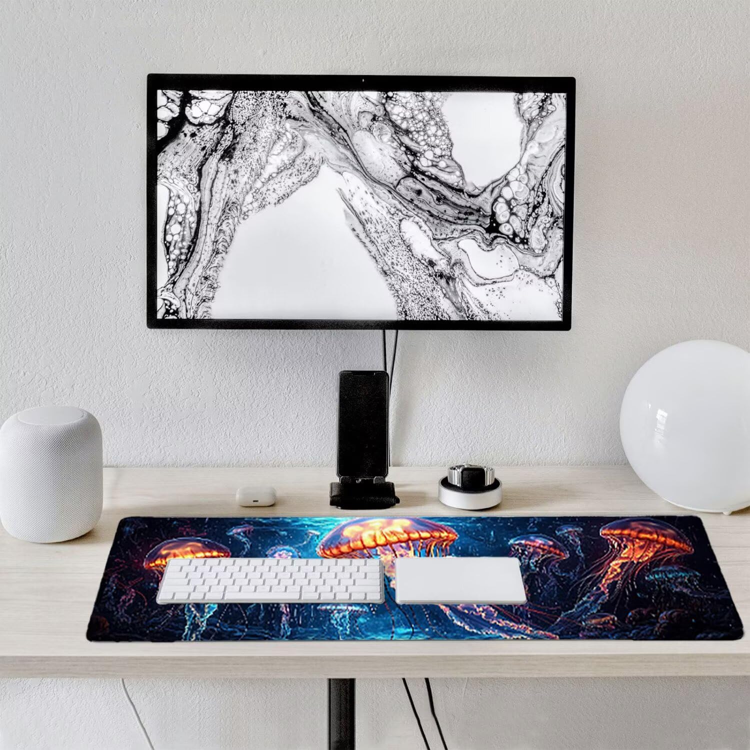 Podkładka pod mysz do gier XXL duża mysz 1600 x 800 mm, duża podkładka pod biurko z antypoślizgową gumową podstawą dla graczy, komputer, poprawia precyzję i szybkość (meduzy) o754