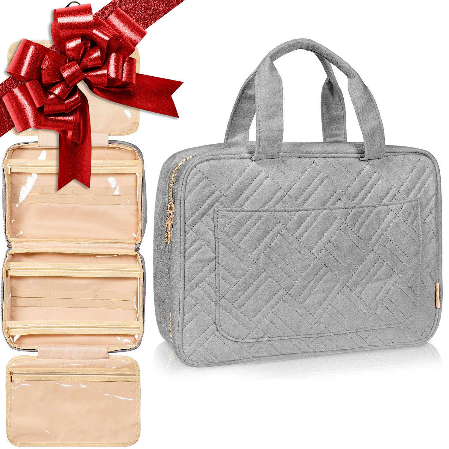 BOACAY Large Hanging Travel Toiletry Bag for Women, Makeup Bag, Bathroom & Shower Organizer Kit for Accessories, Cosmetics, Essentials