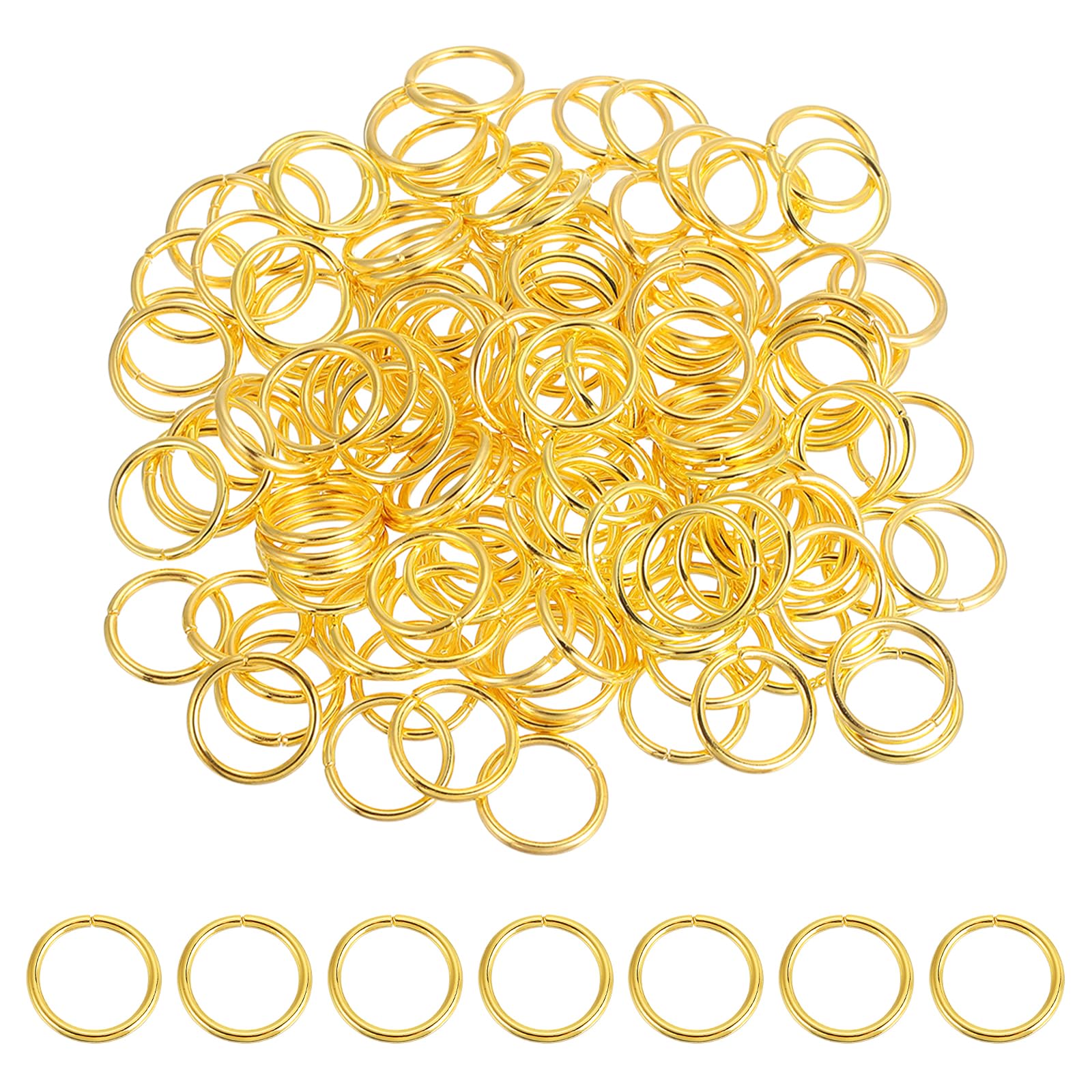 sourcing map 200 Pcs Open Jump Rings, 18mm Split Metal O Ring 2mm Thick Keychains Connector Ring for Jewelry Making DIY Necklaces Bracelet Earrings Craft Making, Gold