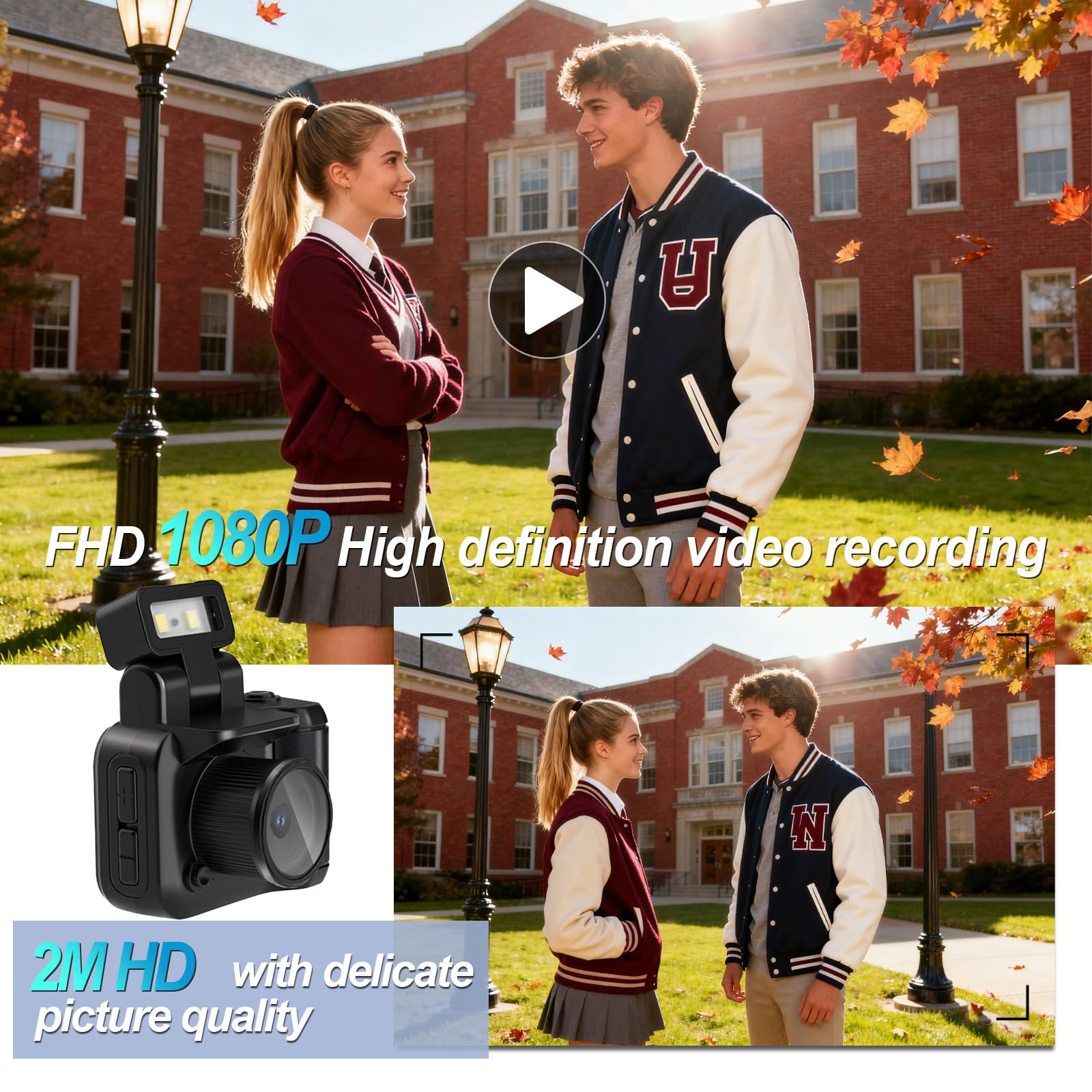 Mini Fotocamera Vintage Portachiavi – Con Display HD Da 1,44", Flash, Scheda 32 GB Inclusa, Nero Opaco, 25 G