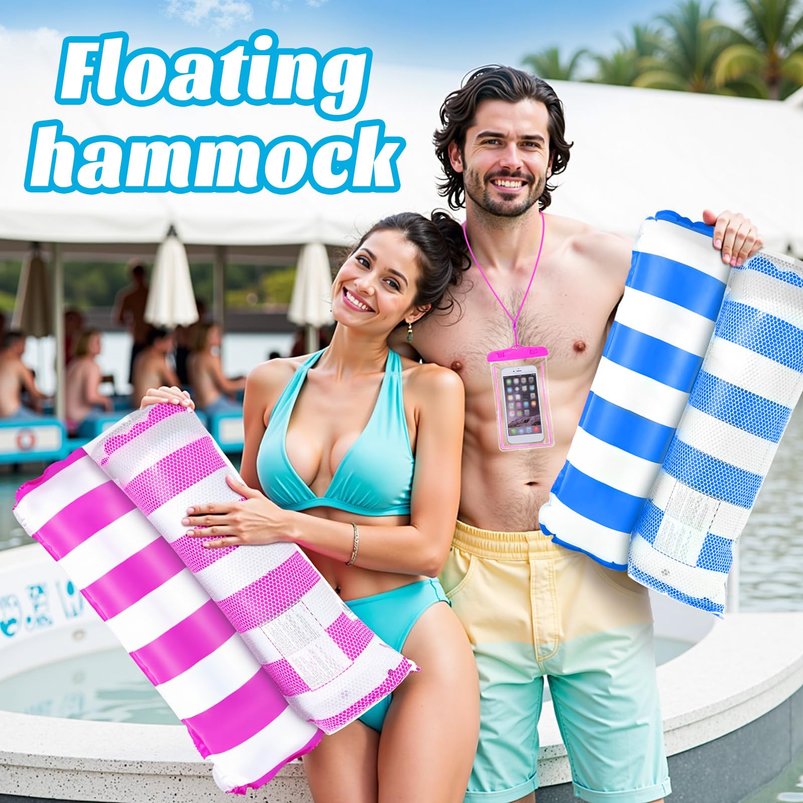 Bouée Piscine 2 Bouées Piscine 4-en-1 SVIPDDD - Hamac Gonflable, Chaise Longue Pour Adultes Et Enfants | 130x70cm Jeux Eau Plage