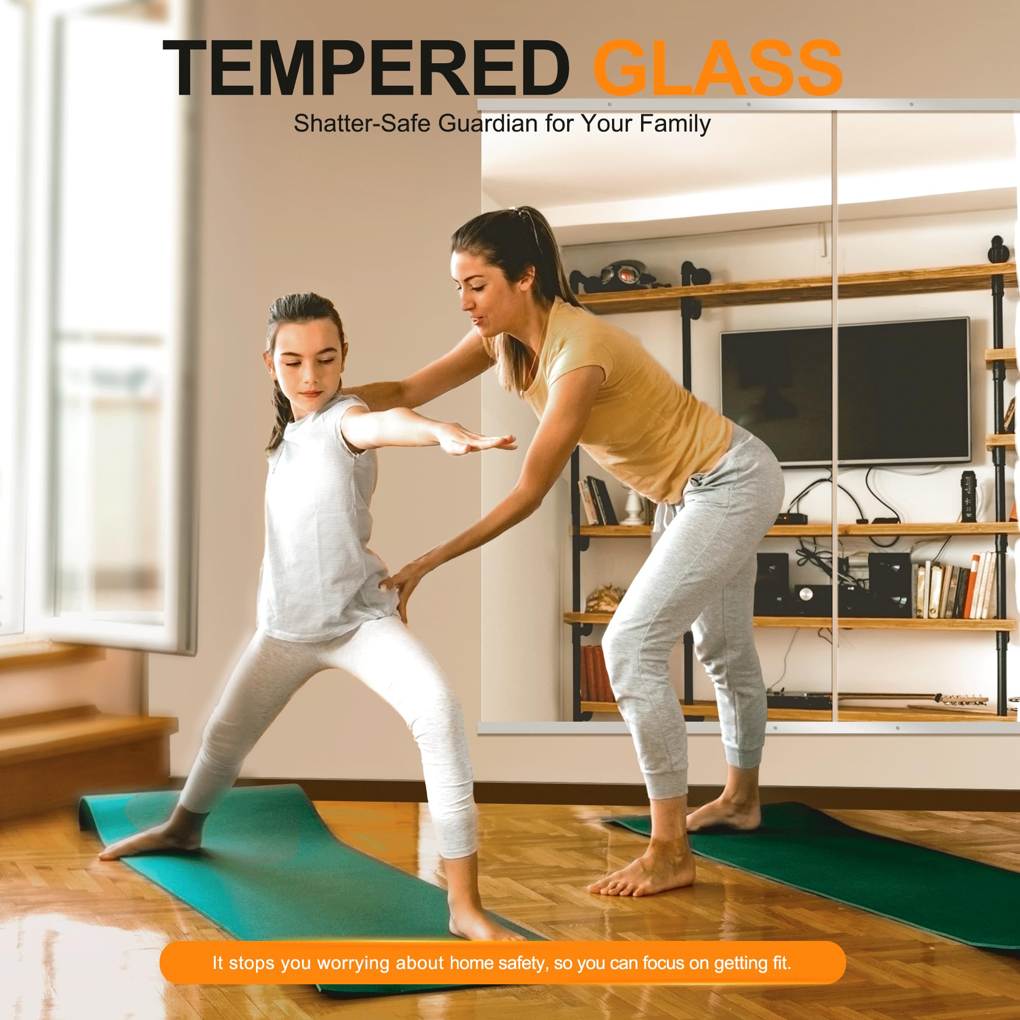 Delma Espejo de gimnasio en casa, 54 x 30 x 2 piezas, espejo grande de cuerpo completo para yoga, espejo de cristal sin marco para montaje en pared, espejo de pared para gimnasio en casa, garaje,
