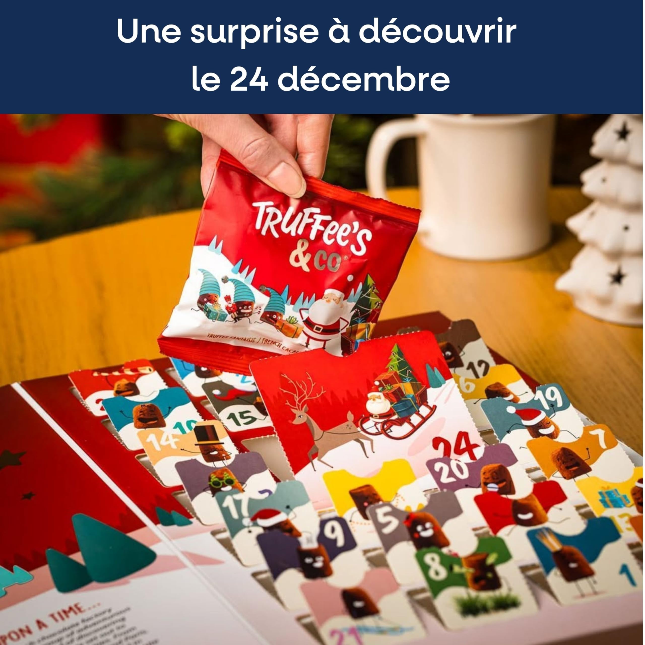 Chocolat Mathez - Calendrier de l'Avent chocolat 2025-24 Truffes aux chocolat - 8 saveurs de truffes chocolatées à découvrir avant Noël - Idée cadeau