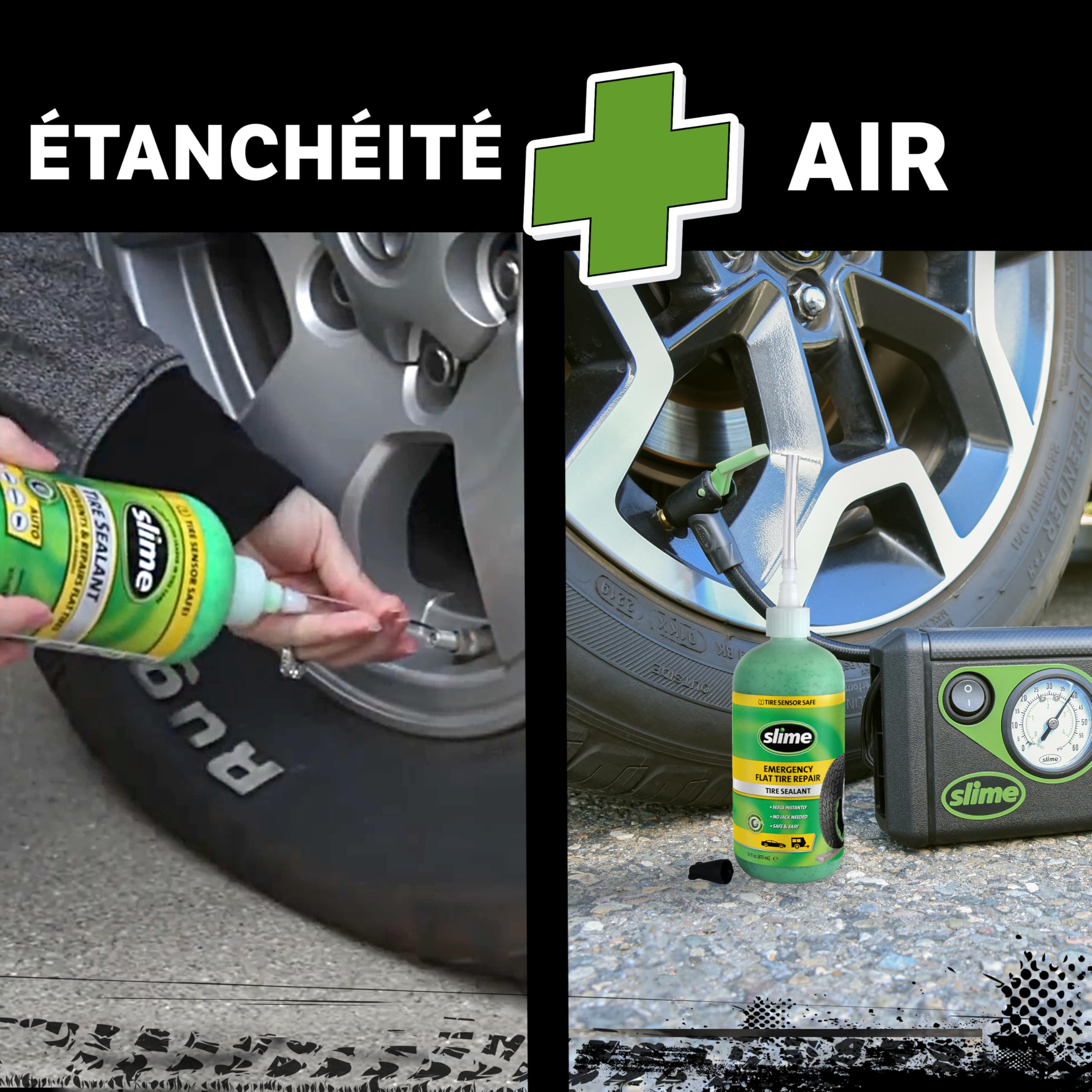 Slime CRK0305-IN, Réparation de Crevaison, Smart Repair, Kit d’Urgence Pneus Voitures, Comprend Le Produit Anti-crevaison et la Pompe, pour Voitures et Autres Véhicules Routiers, Réparation en 15 Min