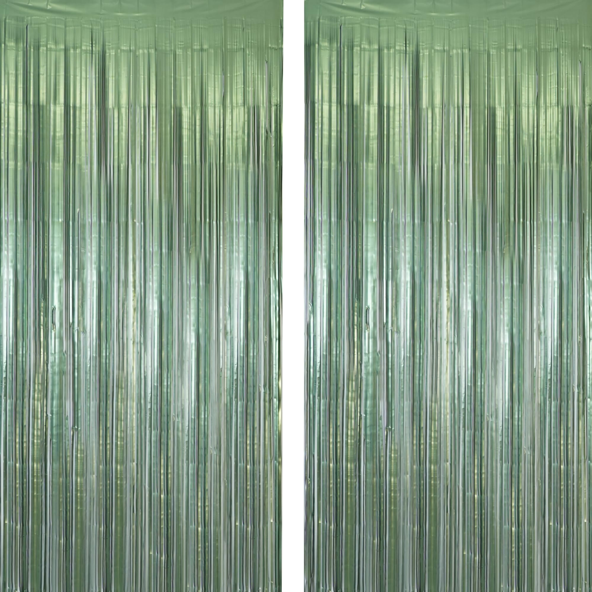 Sage Green Streamers Party Decorations - GREATRIL Door Tinsel Curtain Backdrop for Birthday Bride Baby Shower Decorations Neutral - 2 Packs — image 1