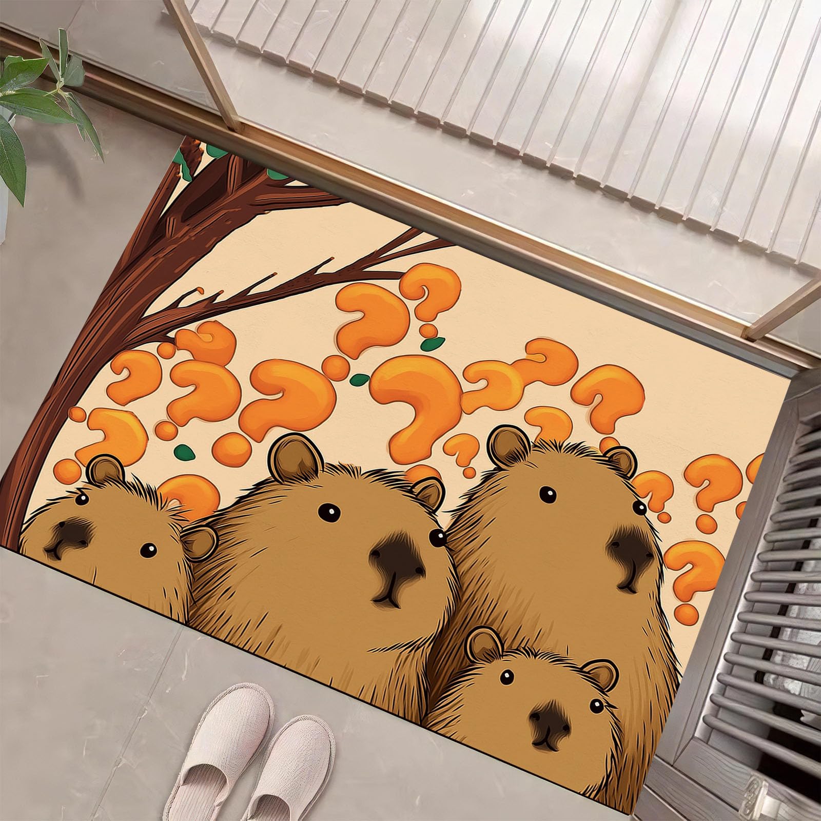 Paillasson Capybara antidérapant pour entrée tapis intérieur facile à nettoyer