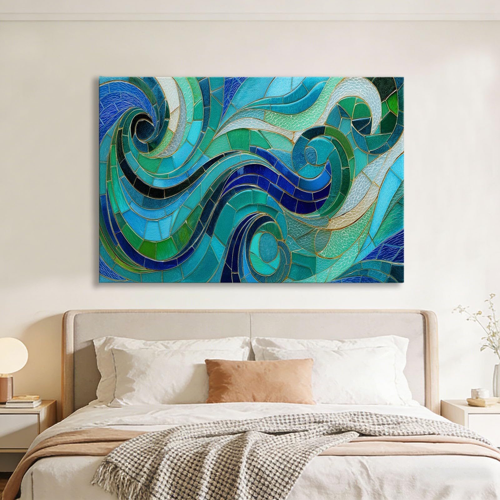 Genérico Cuadros Decoracion Salon Textura Abstracta De Vidrio 140x70cm Lienzo Decorativo con Marco Madera, Laminas Cuadro para Pared, Decoracion Dormitorio Baño Comedor Oficina Hogar