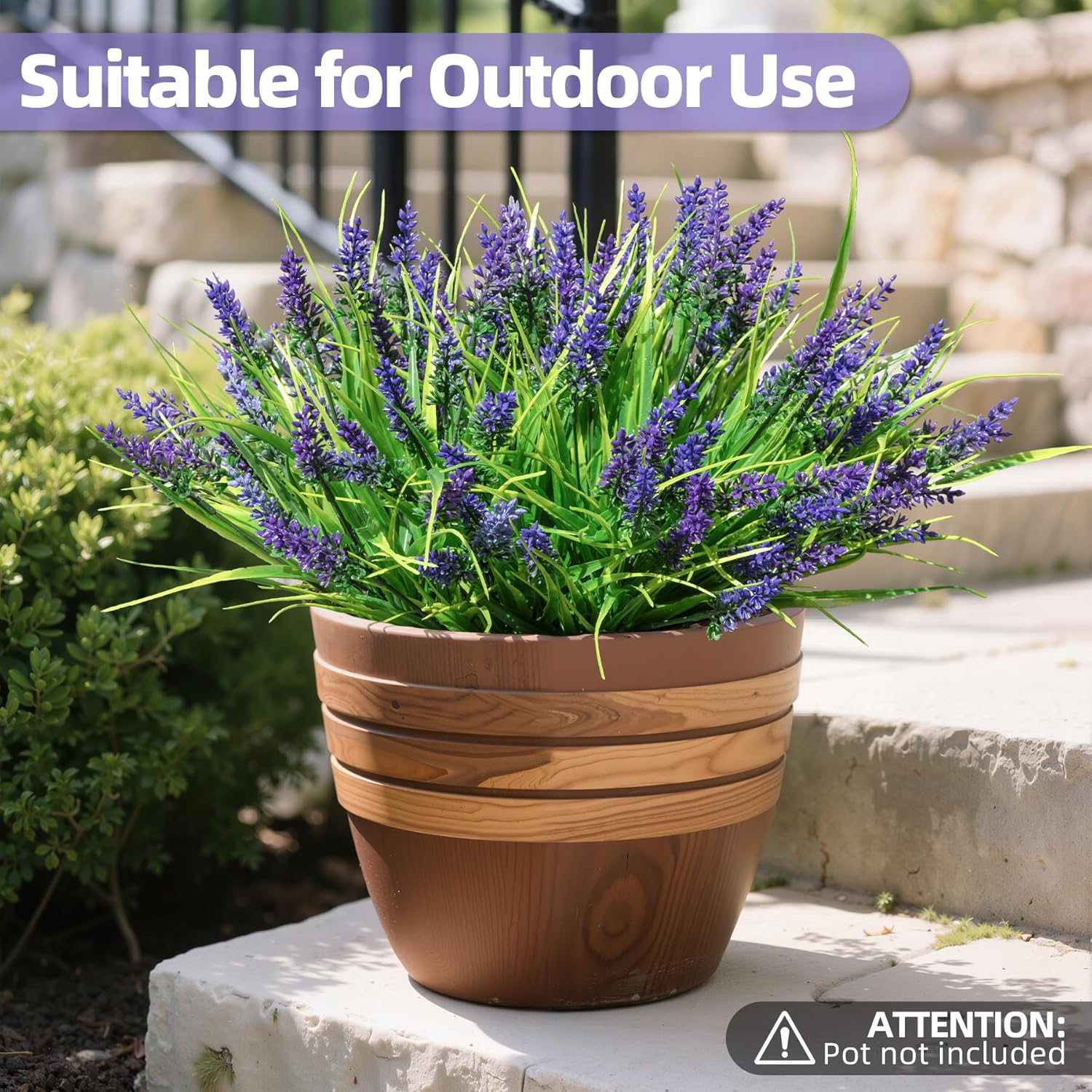AENTGIU 12 Bundles Purple Artificial Plants for Outdoors, UV Resistant Fake Lavender Greenery Plants Grass with Flowers, No Fade Realistic Shrubs for Porch, Patio, Courtyard, Window, Garden - Image 2