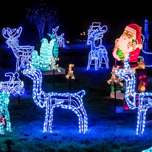 Miniatura 7 de Cuerda de luces solares impermeables para exteriores, 66 pies, 200 luces LED solares de Navidad, luces solares azules para exteriores, para piscina,