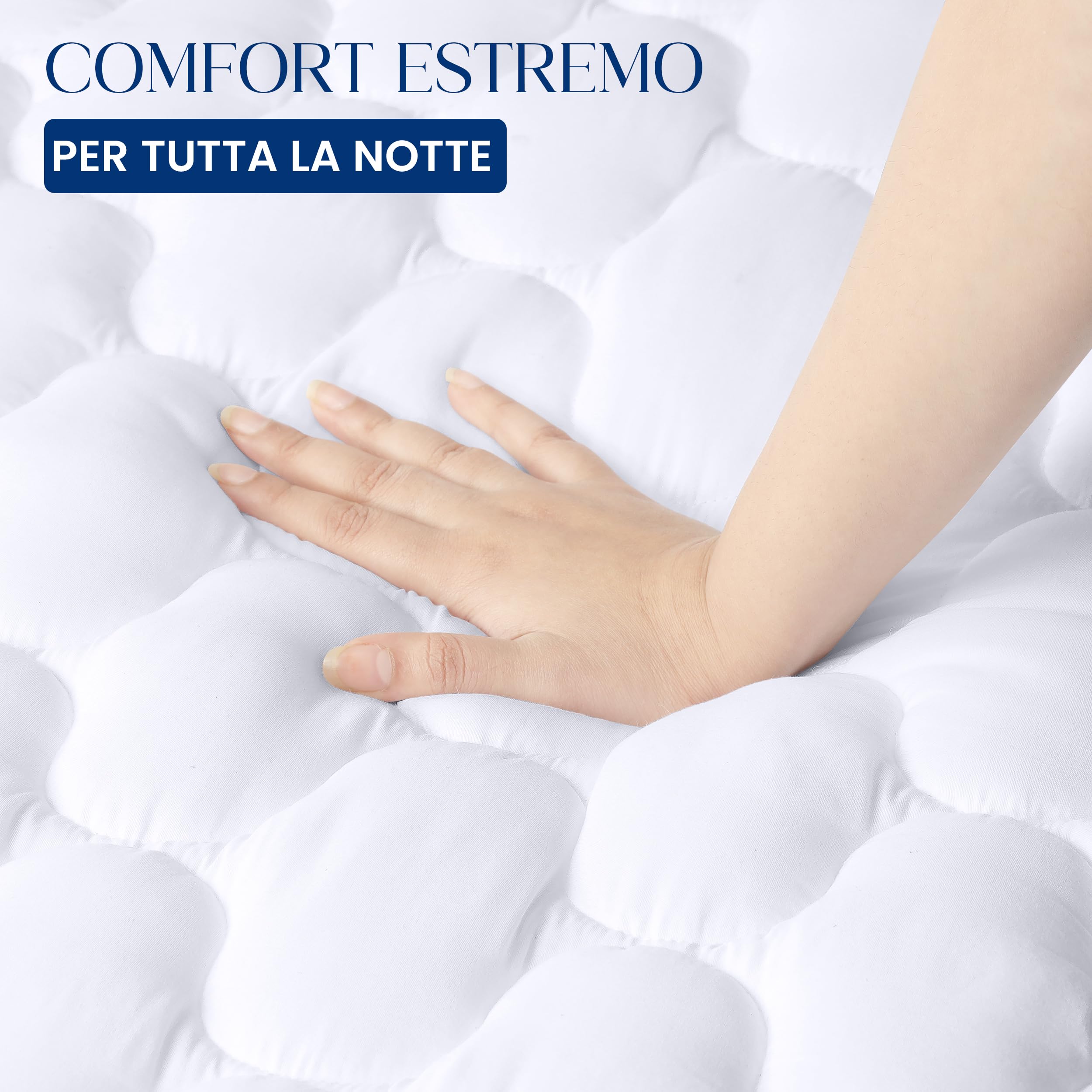 Utopia Bedding Coprimaterasso trapuntato impermeabile 180 x 200 cm, materassino elastico per materasso spesso 38 cm (Bianco)
