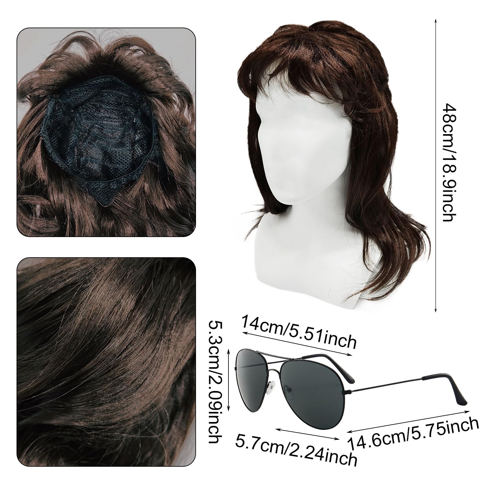 TUONYIS Mens Mullet Wigs Light Brown Curly, Mens wig, 70s 80s Rocker Metal Mullet Wigs, 70s 80s Cosplay Costume Halloween Wig - Image 2