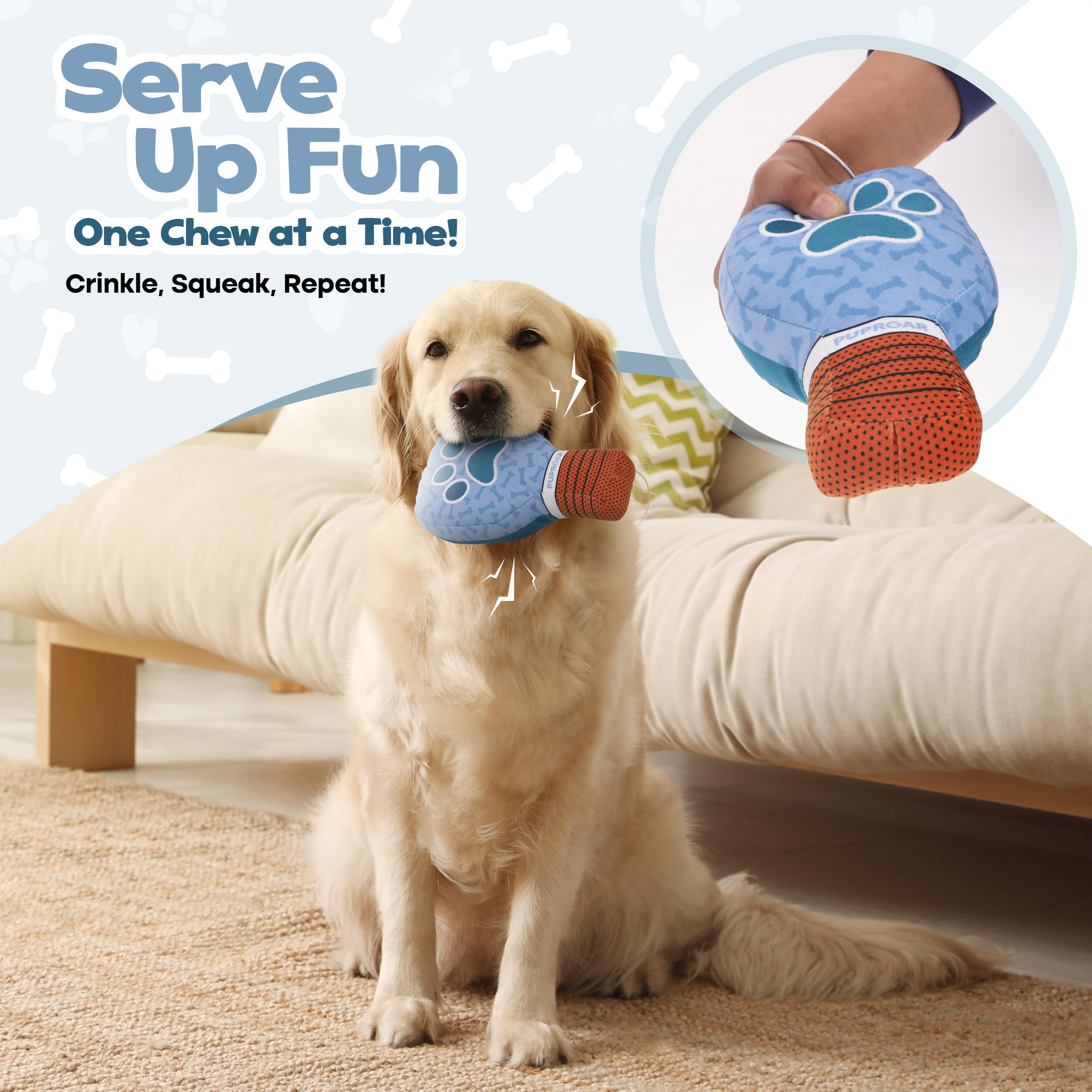 PUPROAR Pickleball Paddle Dog Squeaky Toy - Divertente giocattolo di carta cigolante e increspato per cani, perfetto per riempire la calza - Simpatico giocattolo natalizio per cani per cuccioli
