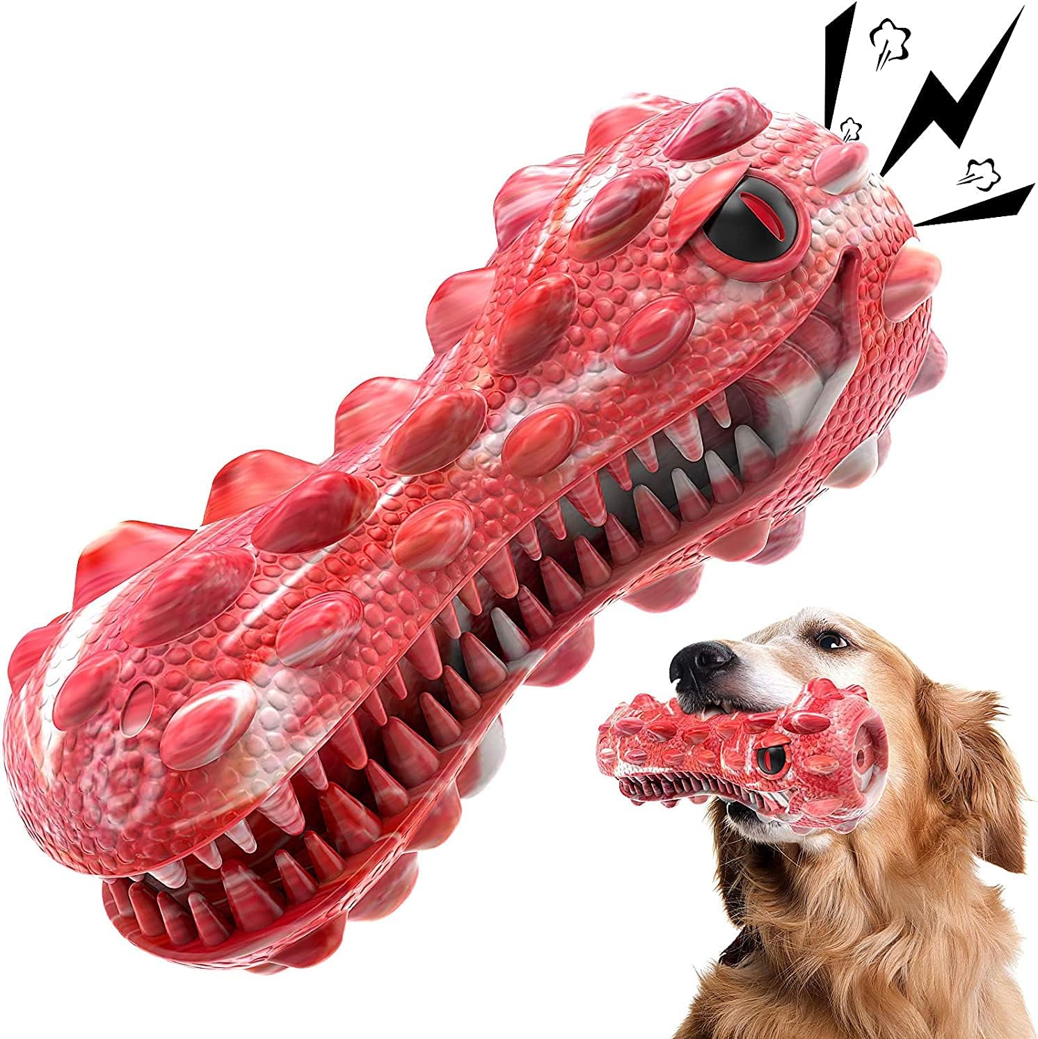 Wisedom Dog Toys for Aggressive Chewers Medium&Large Breed Indestructible Dog Squeaky Toys Dog Chew Toy, Durable Dog Toothbrush Toys…