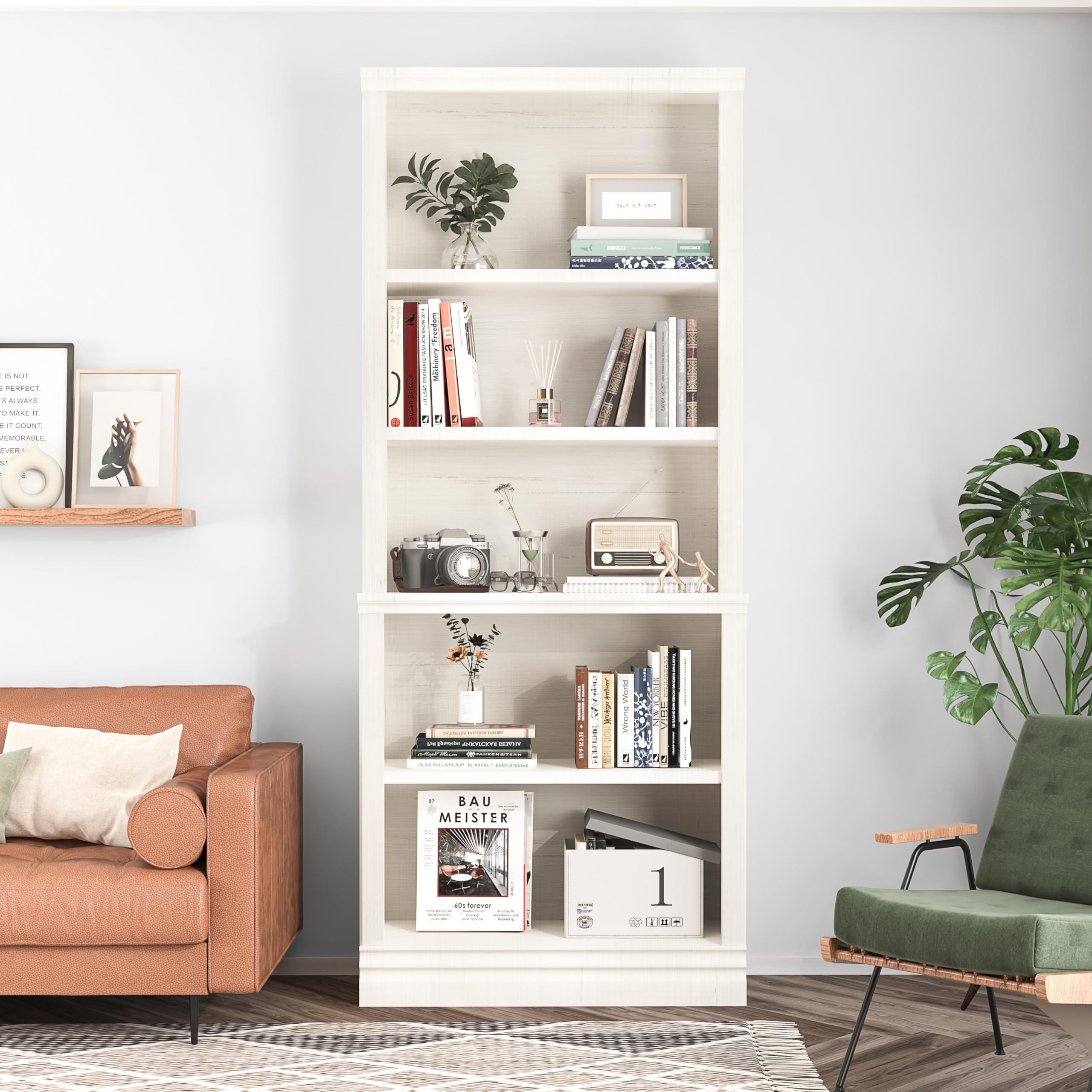 71 Inch Tall Bookcase, Modern Freestanding Bookshelf 9 Tier Bookcases, Large Open Display Shelf Storage Cabinet Organizer For Living Room, Home Office, Library, Bedroom (White