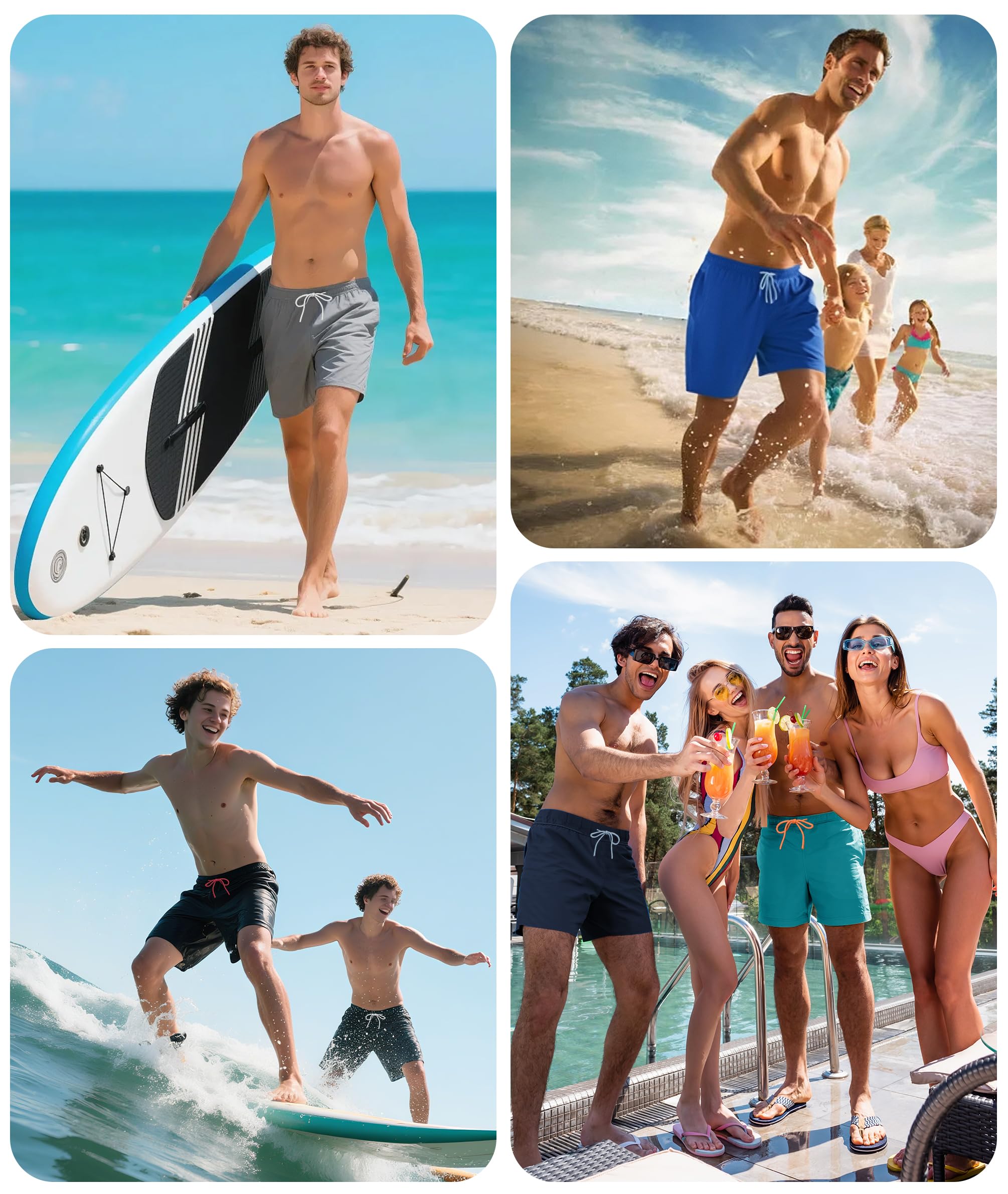 Zoofly Short de Bain Homme Léger avec Poche Zippée Short de Plage Doublure Compression Shorts de Sport Homme