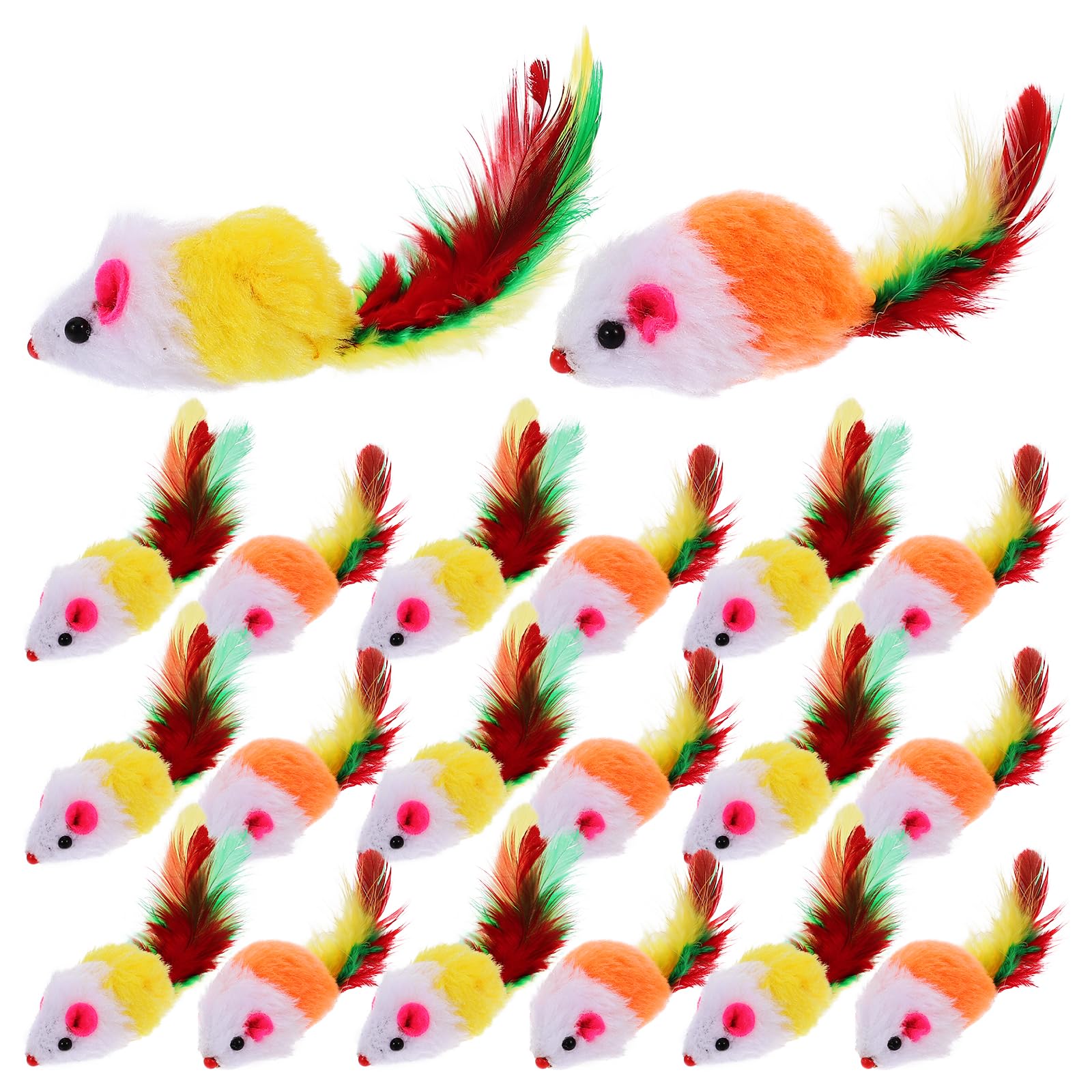 TEHAUX Tail Cat Toys 20Pcs Plush Mice Interactive Pet Toys for Indoor Play Stimulate Cat Instincts and Prevent Furniture Scratching