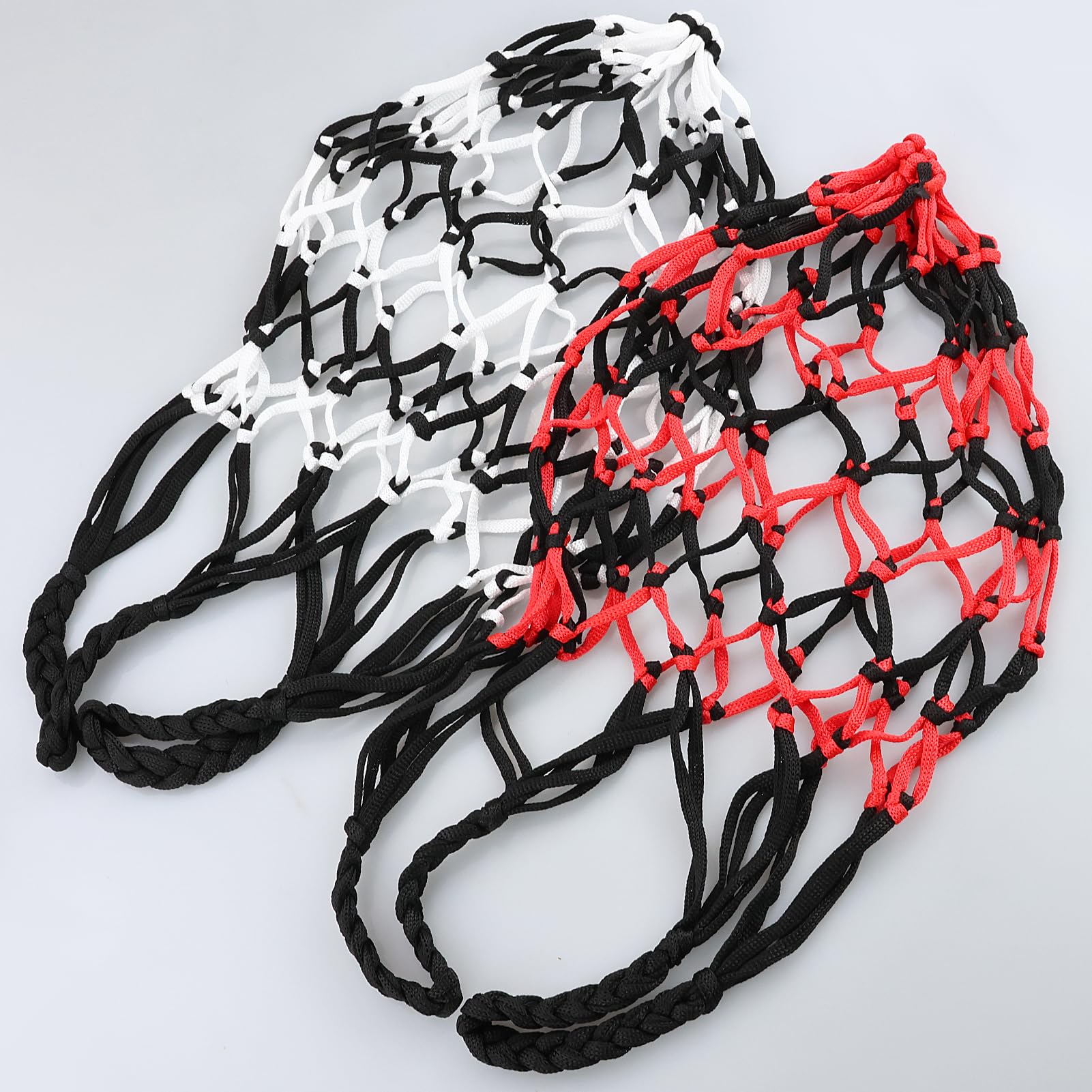 Bolsa para Balón de Fútbol, Red para Balones, 2 Piezas, Negro Rojo + Negro Blanco