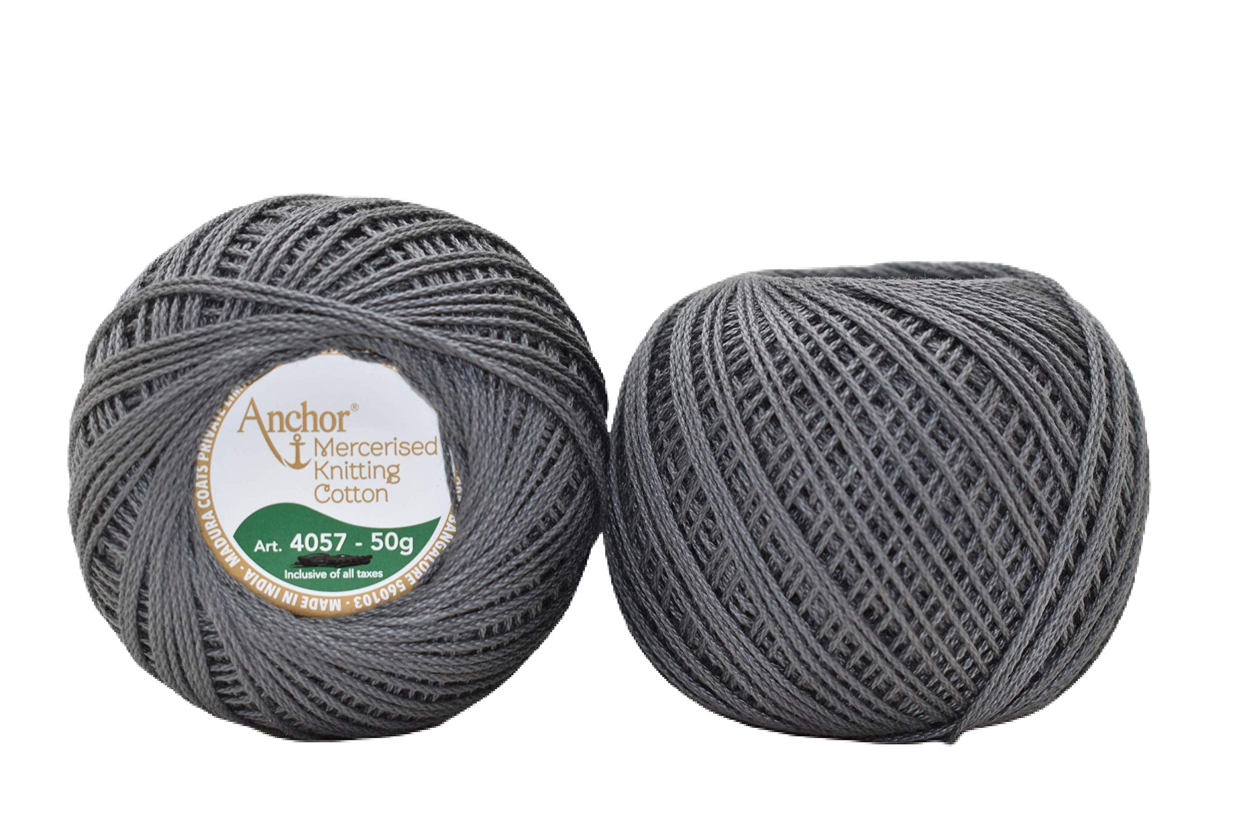 HUNNY- BUNCH® Premium Anchor Mercerised Knitting Crochet Cotton Thread Yarn Balls for Knitting, Weaving, Embroidery, DIY and Craft Making (Art. 4057) 50G - Pack of 1 (400)