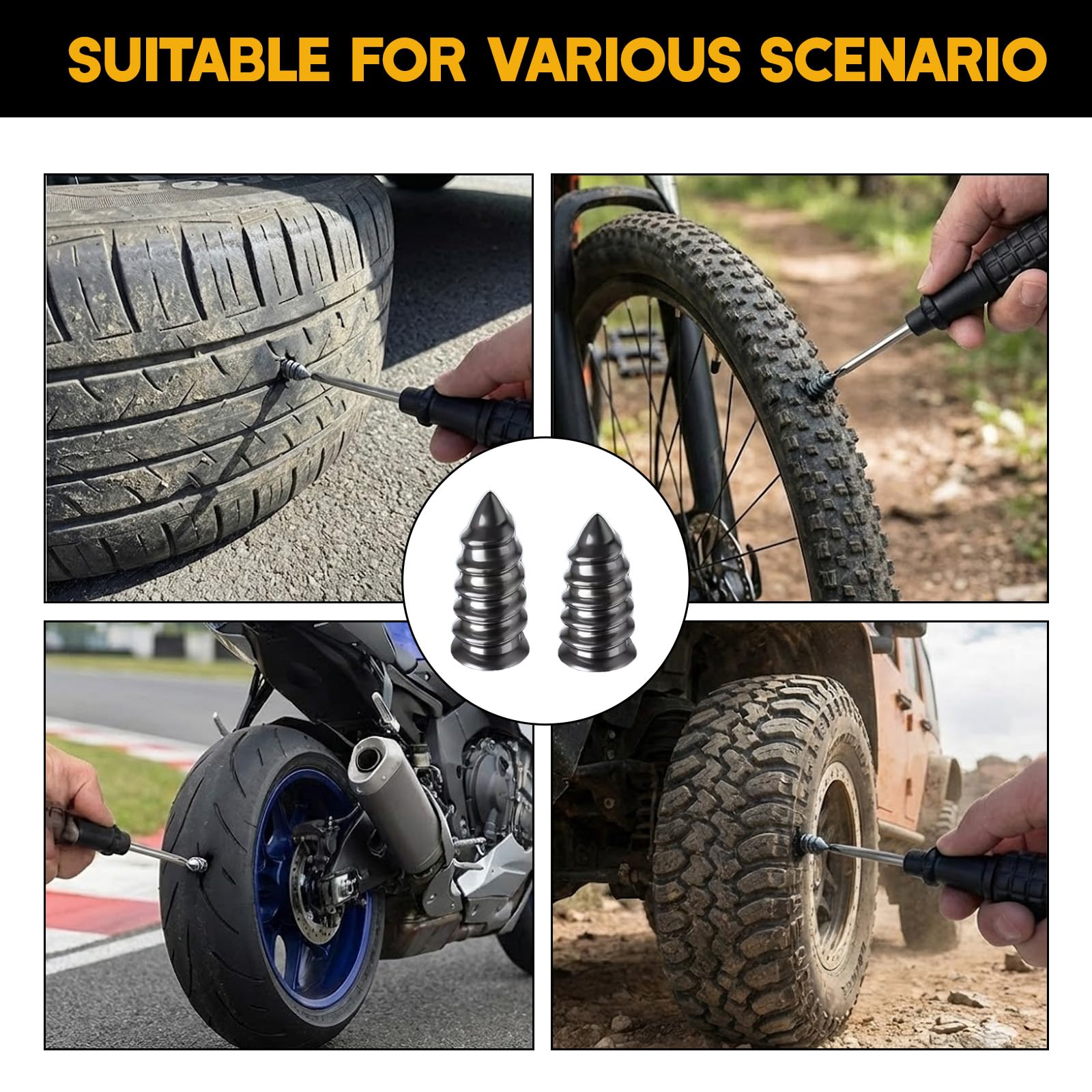 Jetstream 60 Piezas Clavos de Reparación de Neumáticos al Vacío, Clavo de Goma para Neumáticos, Incluye Destornillador, Adecuado para Automóviles, Motocicletas y Bicicletas (30S, 30L) - 5
