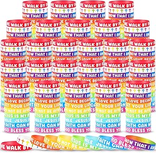 Cunno 200 Pcs Bible Verse Bracelets Christian Bracelets Bulk Religious Rubber Bracelets Scripture Bracelets Jesus Inspirational Silicone Wristbands with Motivational Sayings for Adults Gifts
