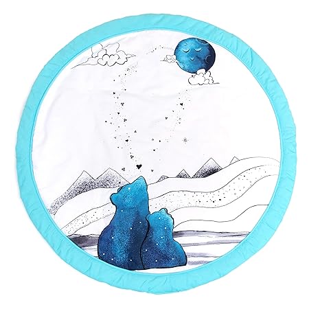 JumpOff Jo ? Round Baby Floor Mat for Tummy Time, Play, and More, 36?? Diameter ? Mama Bear Blue