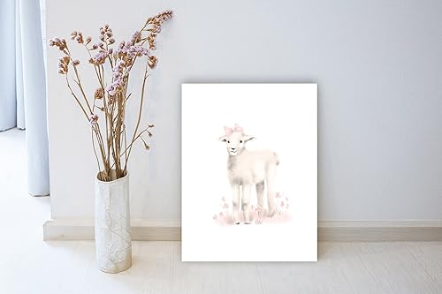 Miniatura 2 de Stupell Industries Lienzo decorativo para pared, diseño de cordero con lazo rosa, 16 x 1.5 x 20 pulgadas, fabricado con orgullo en Estados Unidos